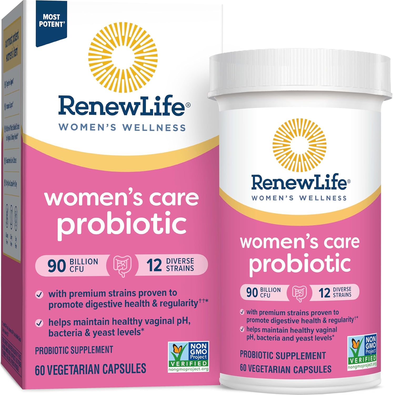 Renew-Life Women’s Probiotic Supplement, 90 Billion CFU, Supports Vaginal, Urinary, Digestive & Immune Health, Dairy & Gluten-Free, 60 Capsules