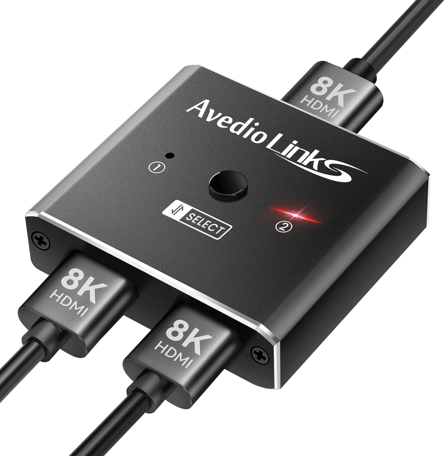 avedio Links HDMI Switch 4K 120Hz, 8K HDMI 2.1 Switch Splitter 2 in 1 Out, Aluminum Alloy Bi-Directional Switcher Support Ultra HD 8K@60Hz 4K@144Hz Compatible with PS5, Xbox Series X (Black)