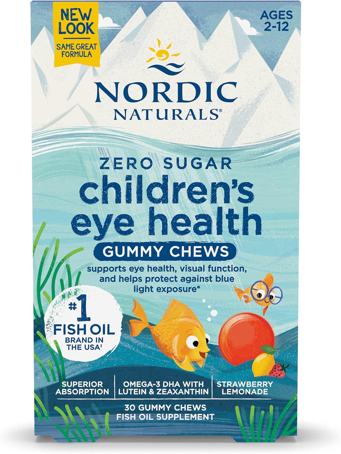 Nordic Naturals Children’s Eye Health Gummies, Strawberry Lemonade – 30 Gummies for Kids – 484 mg Total Omega-3s DHA, Lutein & Zeaxanthin – Brain Health, Antioxidant Support, Non-GMO – 30 Servings