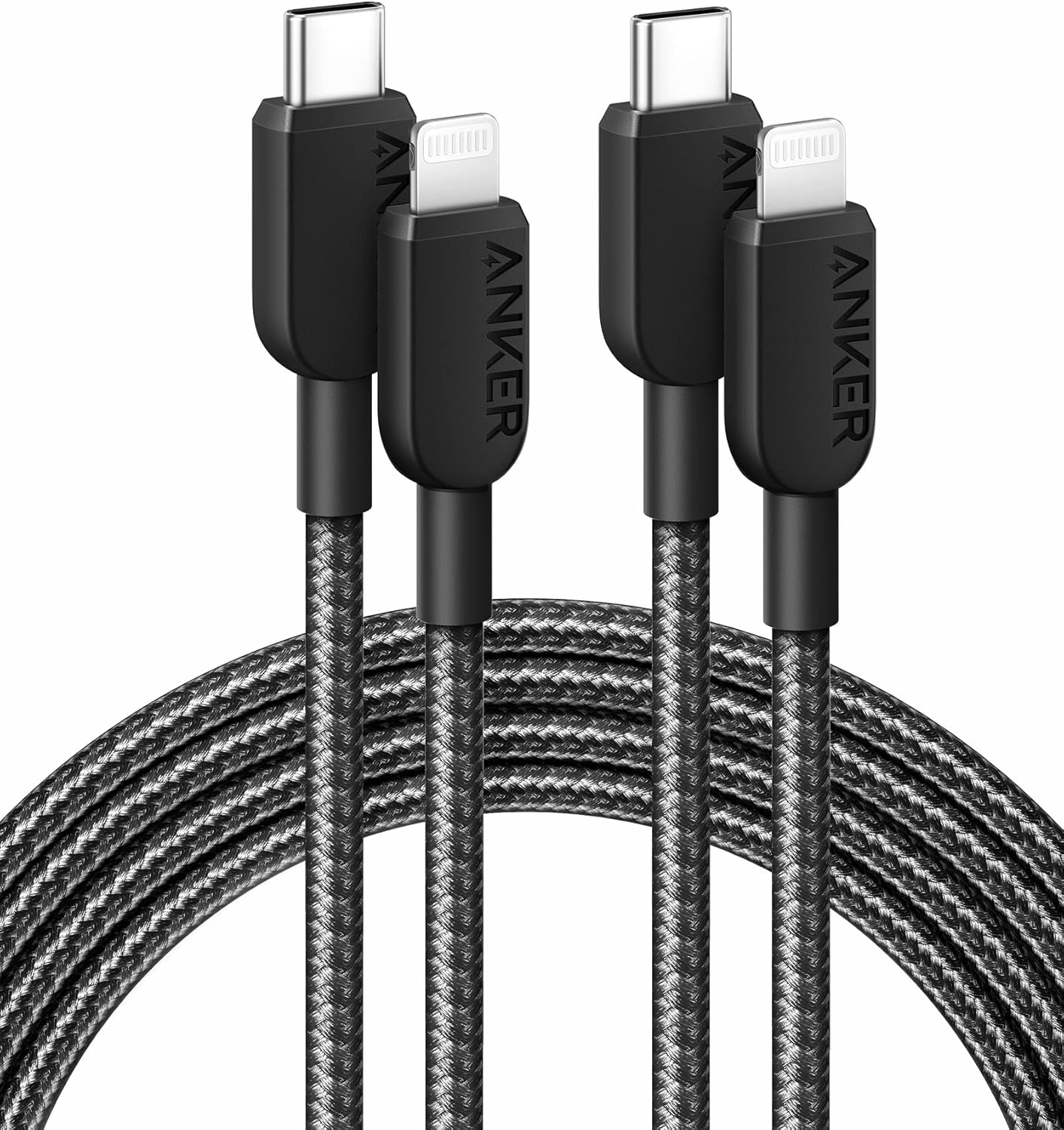 Anker Cable [2pack 6ft Braided], 310 USB C to Lightning Cable, MFi Certified Charging Cord, for iPhone 14/14Plus/14Pro Max/13/13 Pro (USB 2.0, Black)