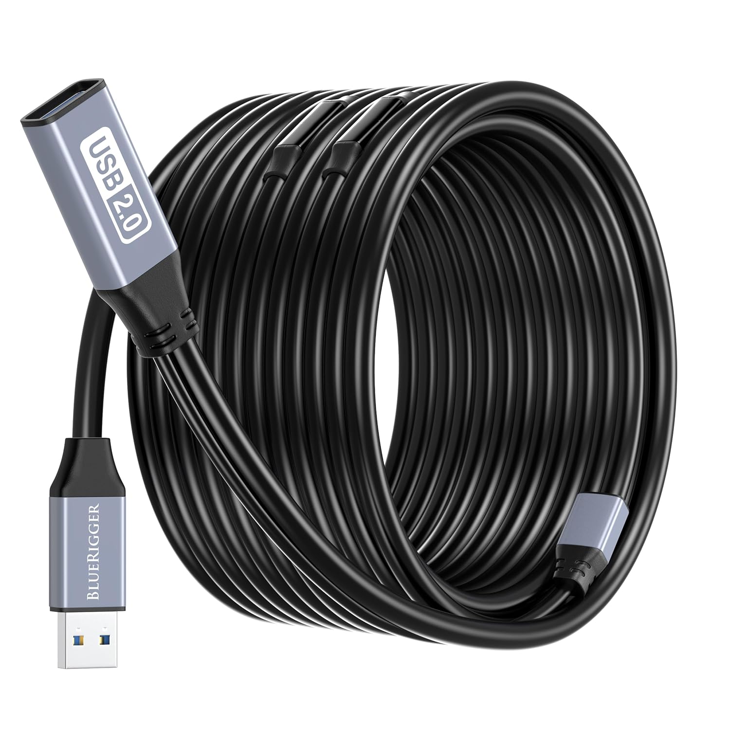 BlueRigger USB Extension Cable (100FT/30M, Long Active USB2.0 Extender, Male to Female Repeater, Data Transfer Cord)- for Game Consoles, Printer, Camera, Keyboard, Hard Drives