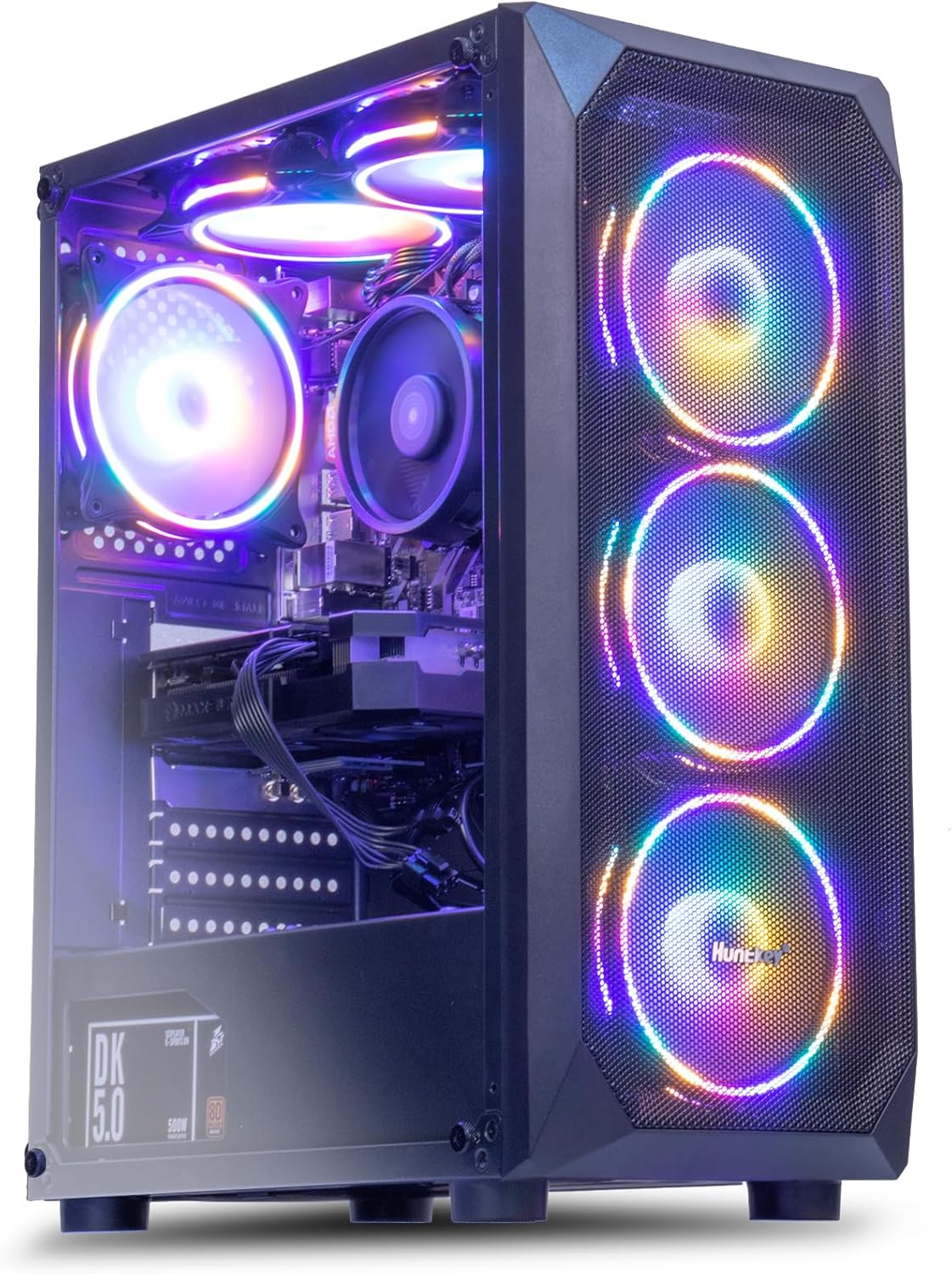 MXZ Gaming PC Computer R5 3600, RX6750GRE, 16G DDR4, NVME 500G, A320,6RGB Fans,Windows 11 Pro Ready to use, Gamer Desktop Computer(R5 3600| RX6750GRE)