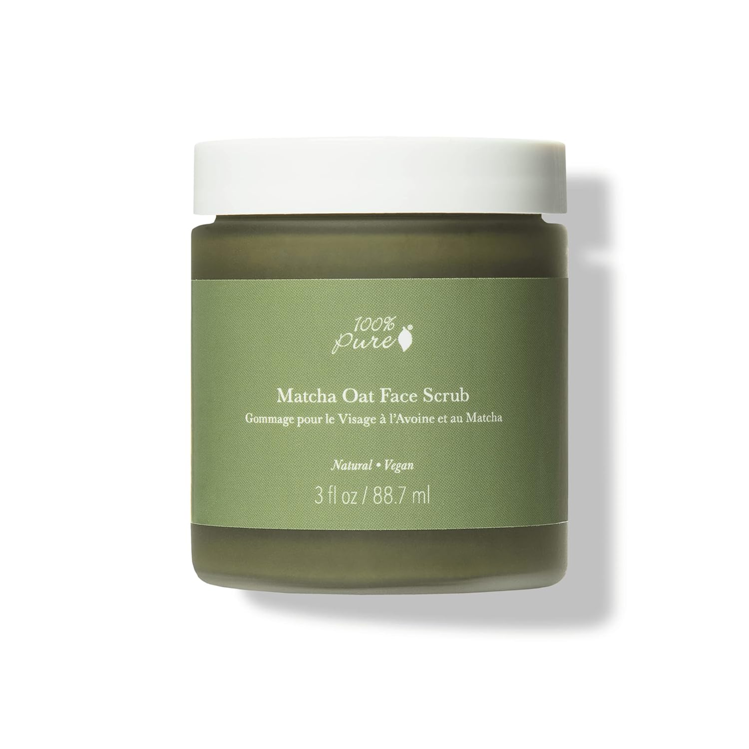 100% PURE Matcha Oat Face Scrub Facial for Glowy Radiant Skin Exfoliator & Pore Minimizer Natural Skincare for Women & Men, Vegan – 3 oz