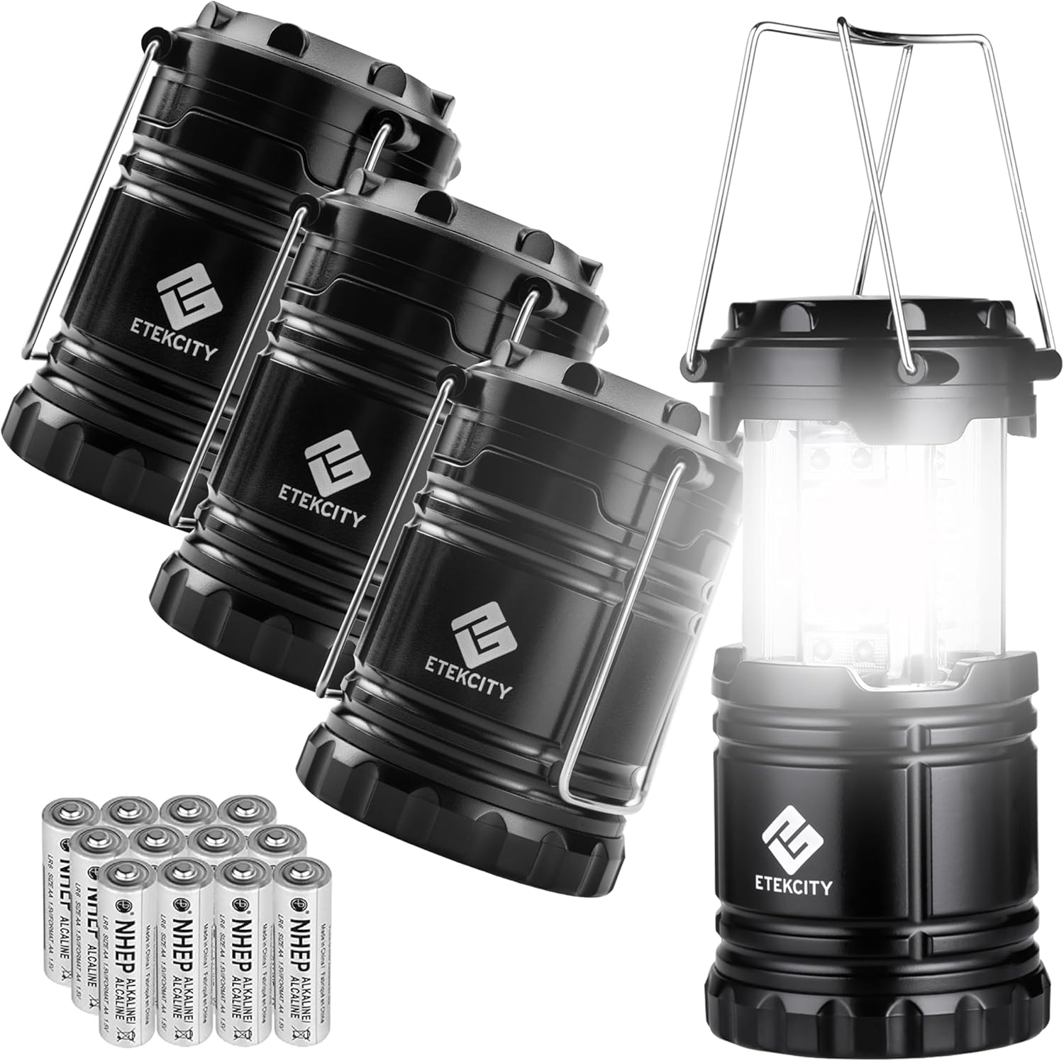 2 Pack Collapsible LED Camping Lantern, Consciot USB C Rechargeable and Battery Powered 2-in-1 & Etekcity Camping Lantern for Power Outages, Emergency Camping Lights, Led Lantern