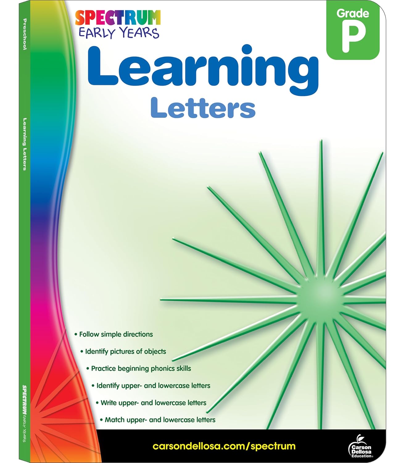 Spectrum Learning Letters Preschool Workbooks, Ages 4 to 6, Preschool Learning Letters, Phonics, Alphabet Tracing, Learning Letters, Writing, Matching Letters, and Picture Recognition – 160 Pages