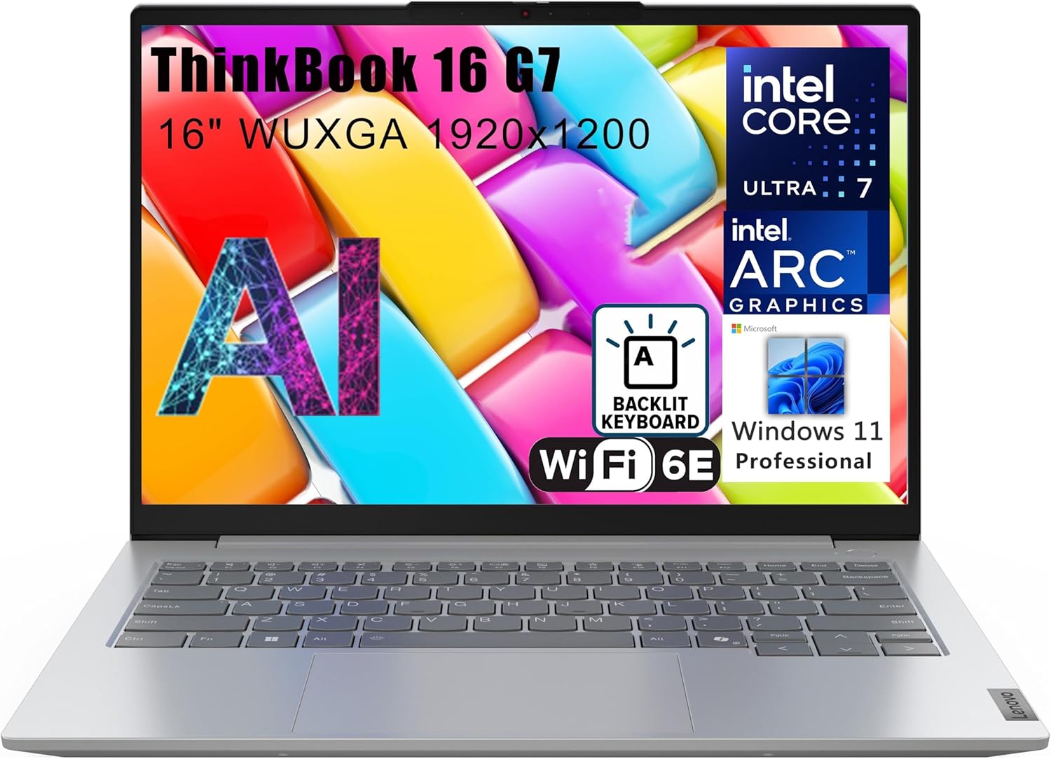 Lenovo ThinkBook 16 G7 16″ FHD+ Laptop Computer, Intel Ultra 7 155H (Beat i7-13705H), Arc Graphics, 32GB DDR5, 1TB PCIe SSD, WiFi 6E, Backlit Keyboard, Win 11 Pro Copilot AI Business Laptop Vent-HEA