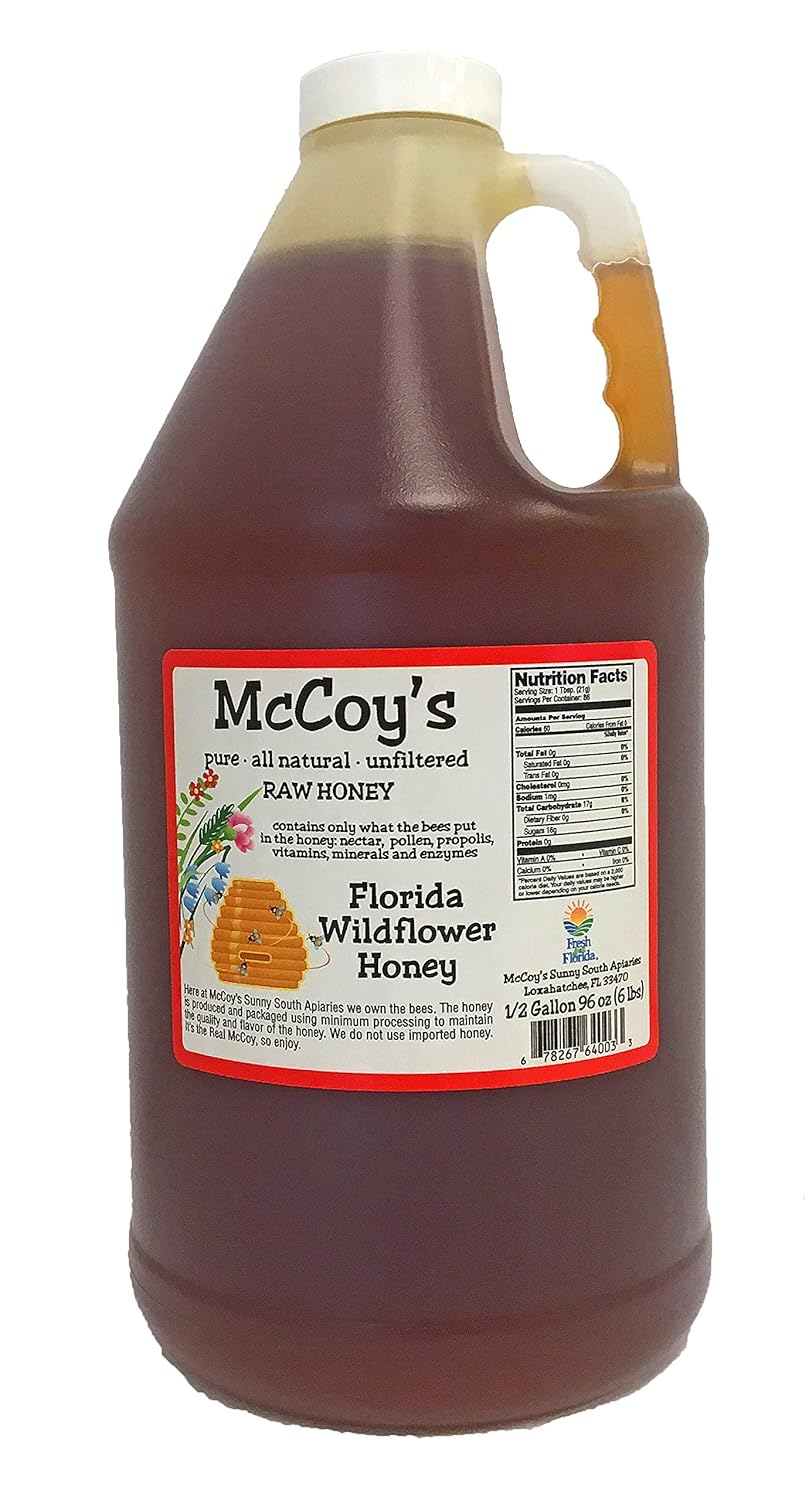 Raw Honey – Pure All Natural Unfiltered & Unpasteurized – McCoy’s Honey Florida Wildflower Honey 6lb