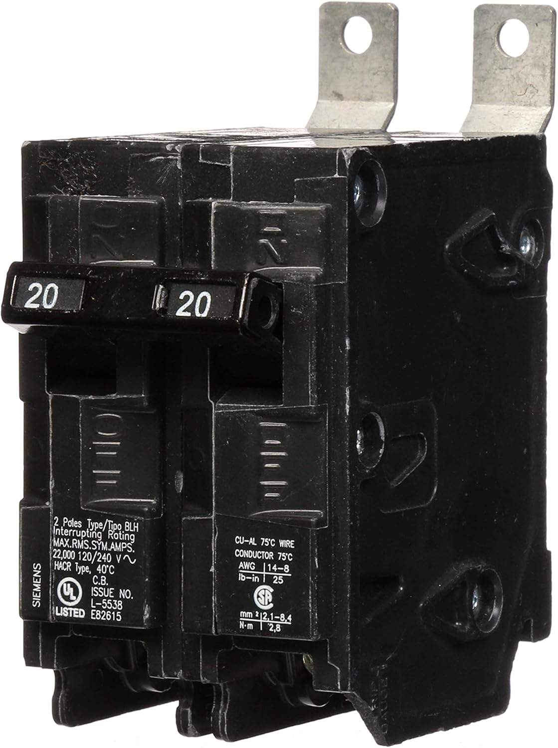 Siemens B220H 20-Amp Double Pole 120/240-Volt 22KAIC Bolt in Breaker