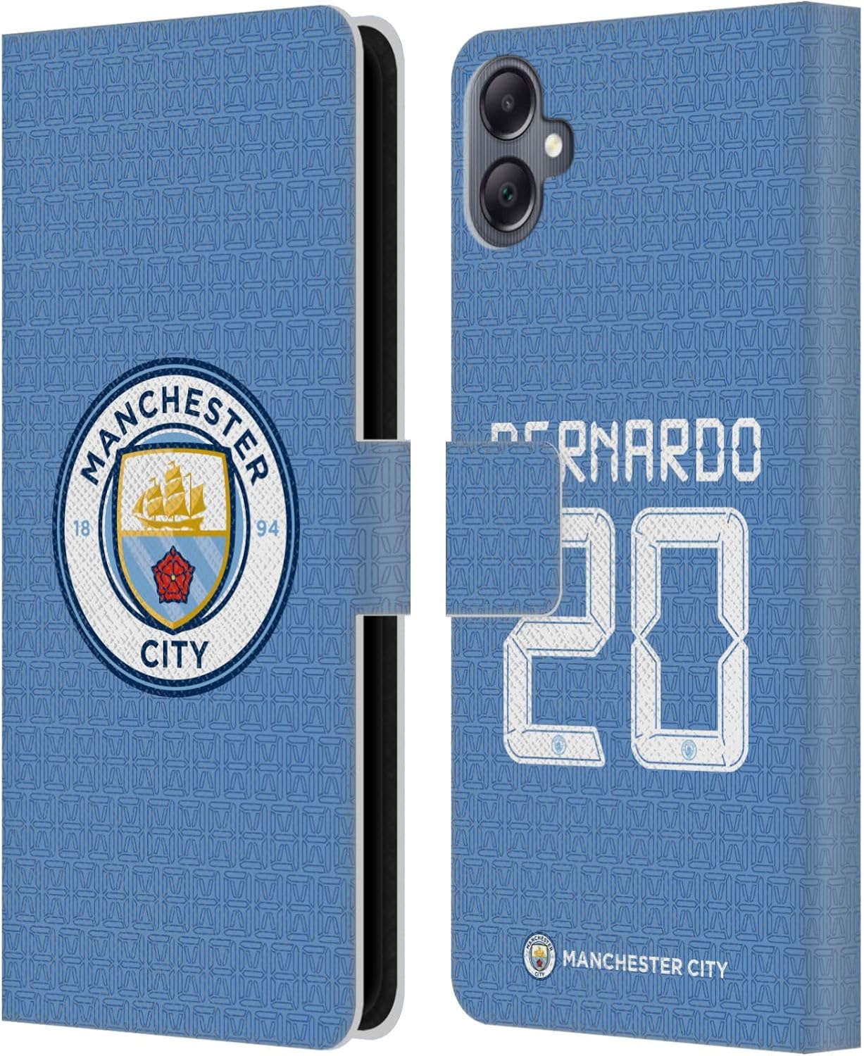 Head Case Designs Officially Licensed Manchester City Man City FC Bernardo Silva 2021/22 Players Home Kit Group 1 Leather Book Wallet Case Cover Compatible with Samsung Galaxy A05