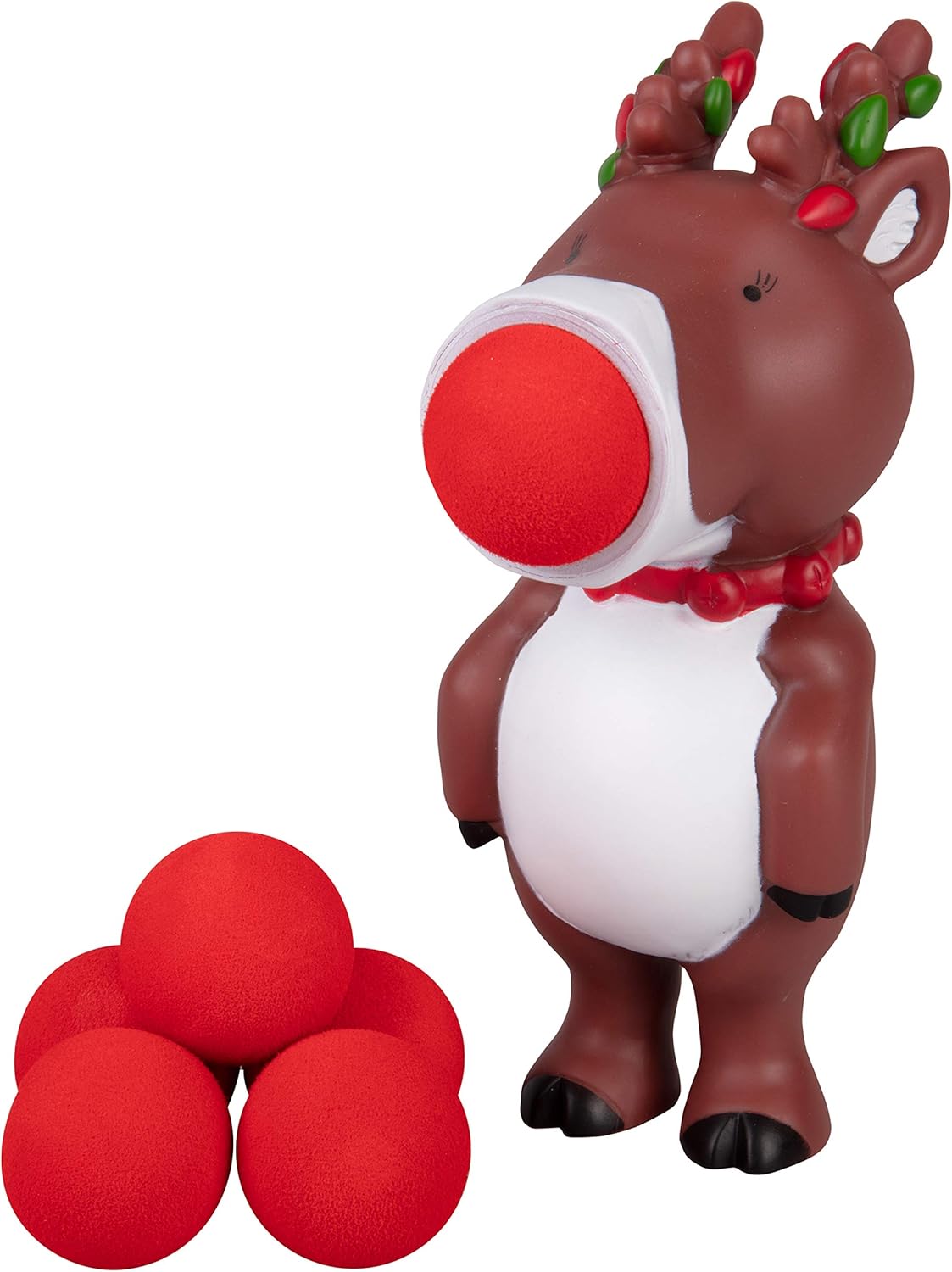 Hog Wild Christmas Reindeer Ball Popper Toy – Holiday Stocking Stuffer Includes 4 Soft Foam Balls – Squeeze to Pop Air Powered Balls Up to 20 Feet – Indoor/Outdoor Play – Gift for Kids, Girls, Boys