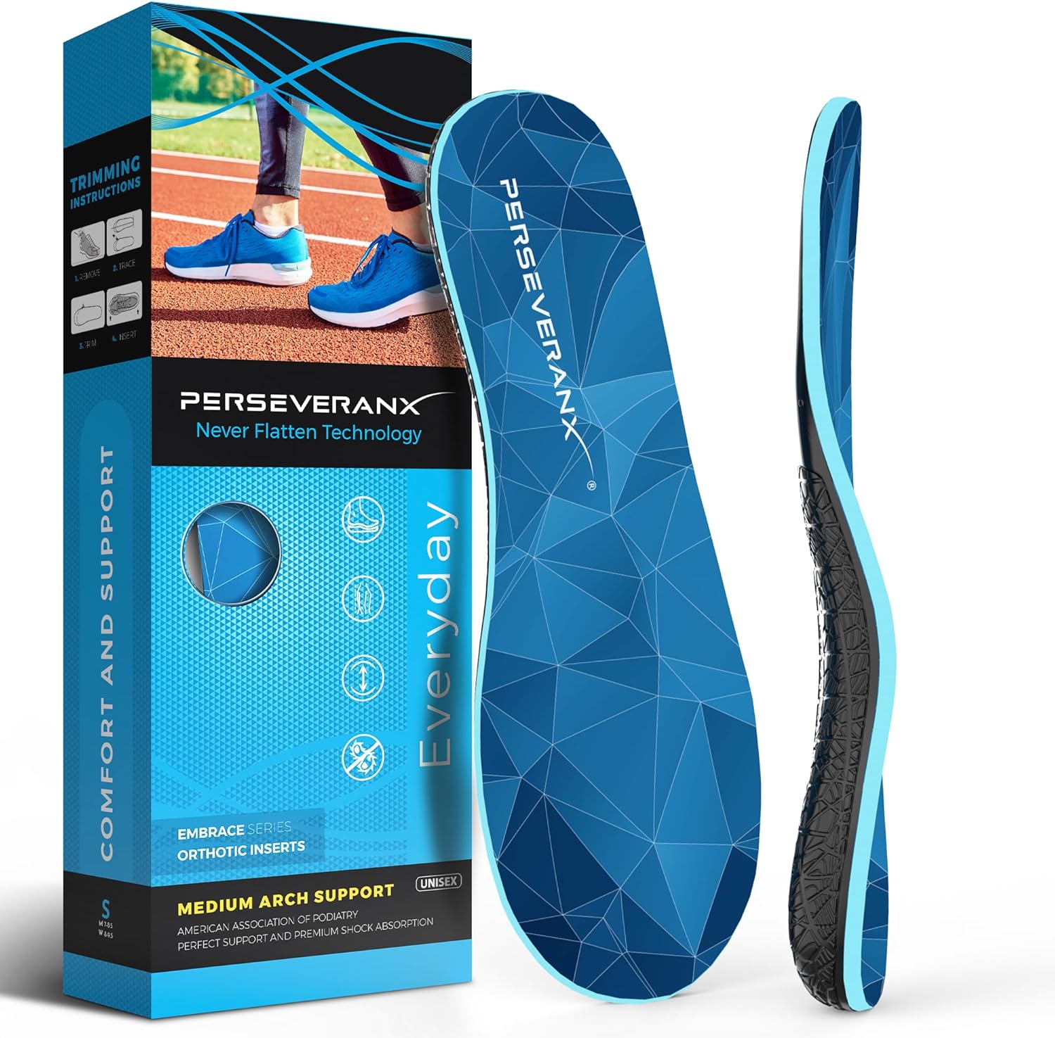 NASA Grade Plantar Fasciitis Insoles Men & Women – Medium Arch Support Inserts Women & Men – Shoe Inserts Men, Shoe Insoles Men Work Boots, Plantar Fasciitis Relief, Insoles for Women Standing All Day