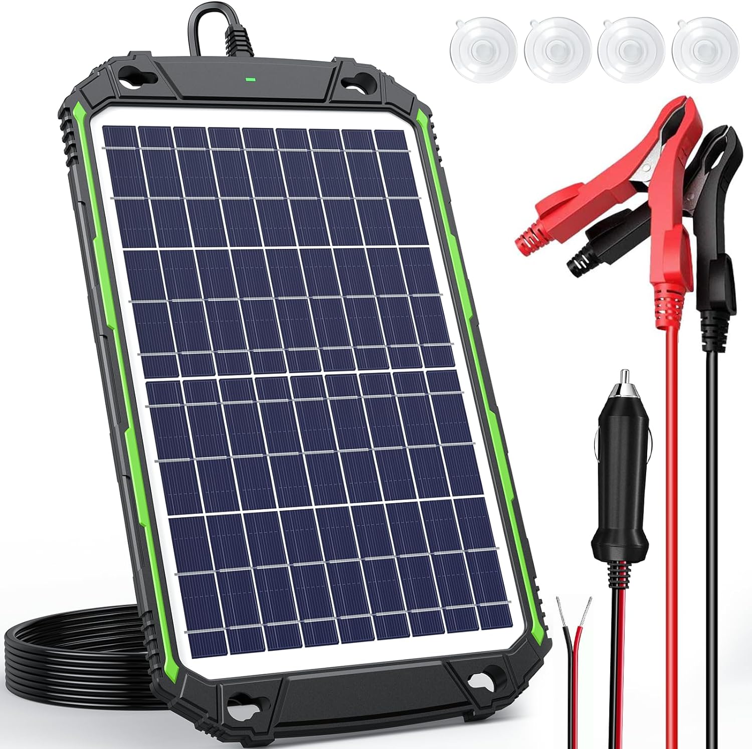 10W 12V Solar Battery Charger Maintainer PRO, Built-in Smart MPPT Charge Controller, Waterproof 10 Watt 12 Volt Solar Panel Trickle Charging Kits for Car Auto Boat RV Marine Trailer