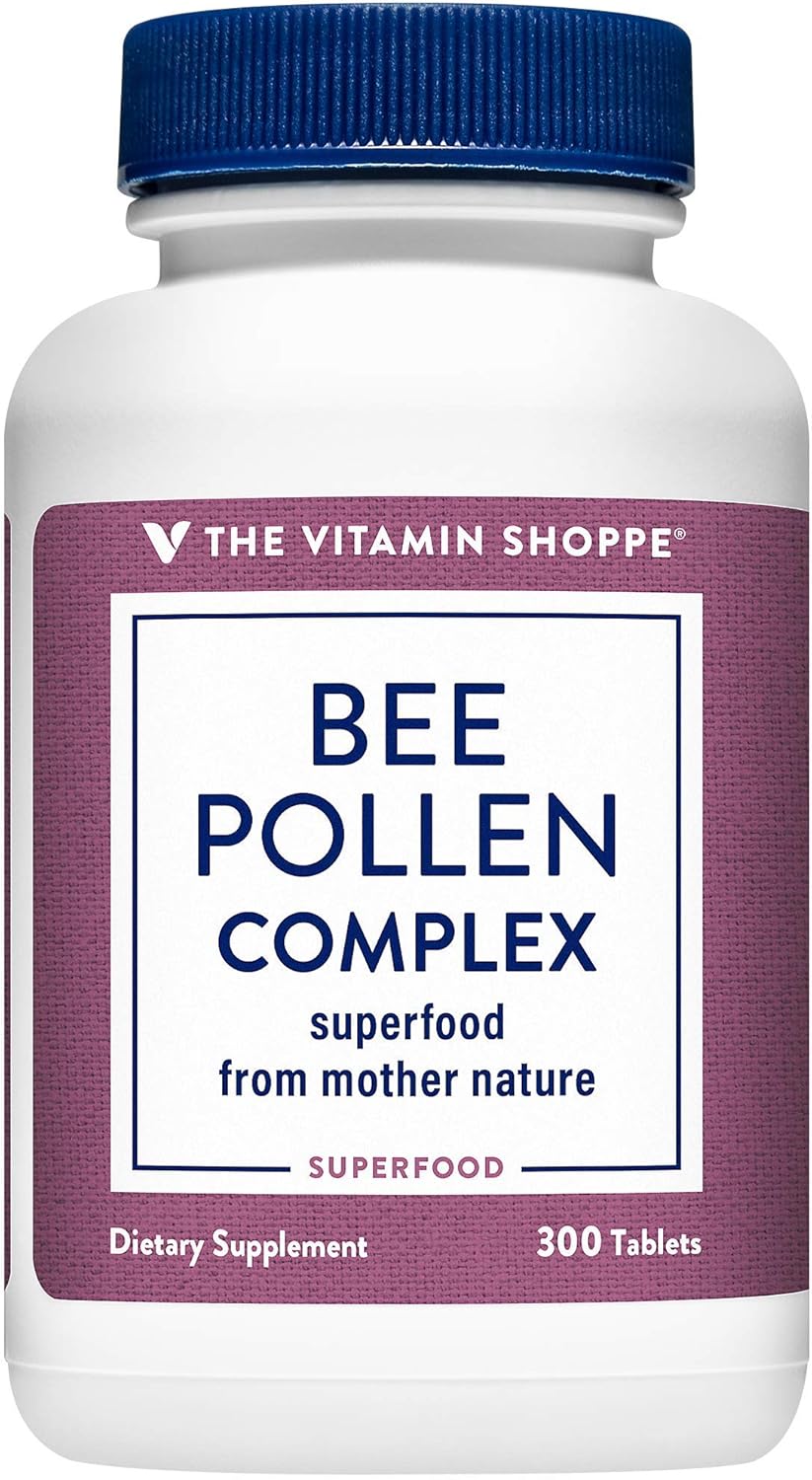 The Vitamin Shoppe Bee Pollen Complex 1,000MG, Superfood with Bee Propolis and Royal Jelly, Seasonal Immune System Support (300 Tablets)