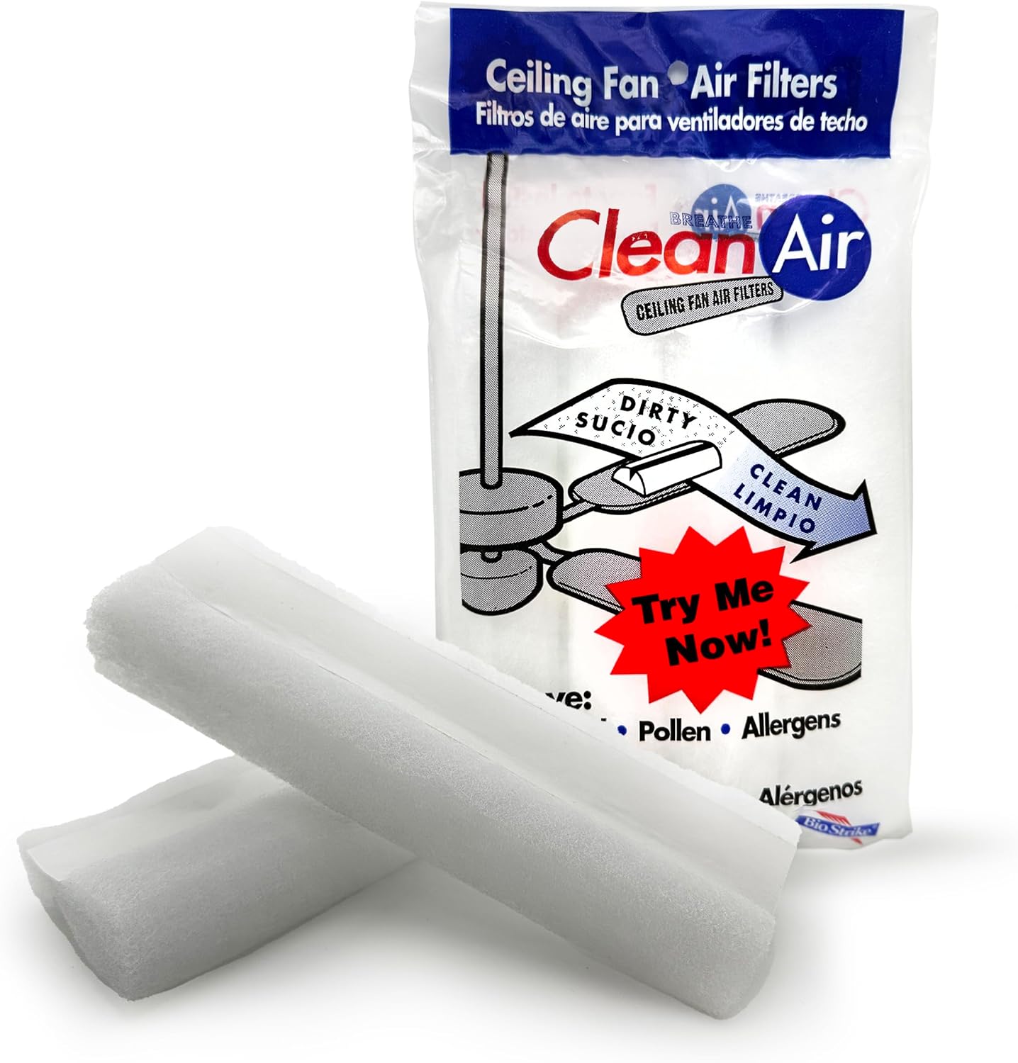 Ceiling Fan Blade Air Filter – Dust & Allergen Catcher – Easy-Attach – Blade Filters for Any Fan Size – Reduce Airborne Particles – Made in USA (1 Pack w/ 2 Filters)