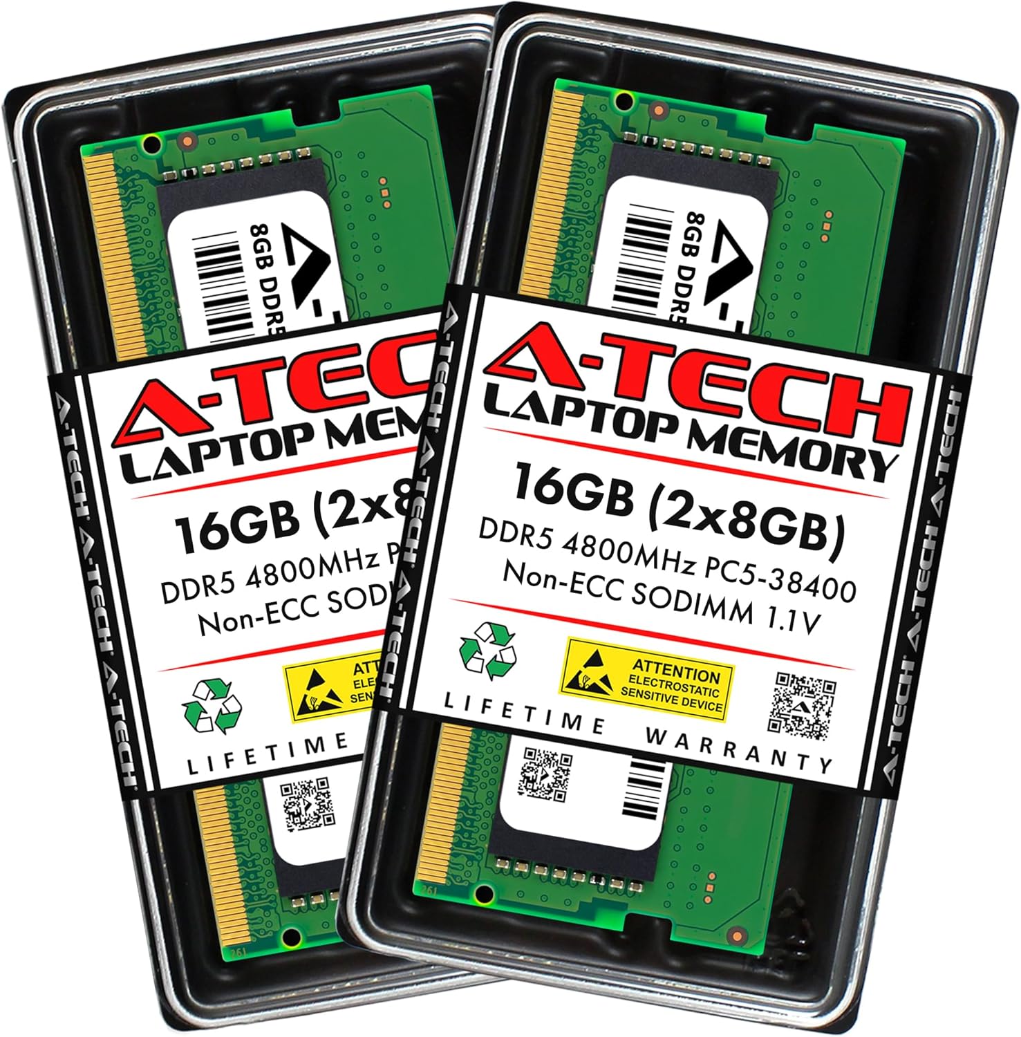 A-Tech 16GB Kit (2x8GB) DDR5 4800MHz PC5-38400 CL40 SODIMM 1.1V Non-ECC Unbuffered SO-DIMM 262-Pin Laptop RAM Memory Upgrade Modules