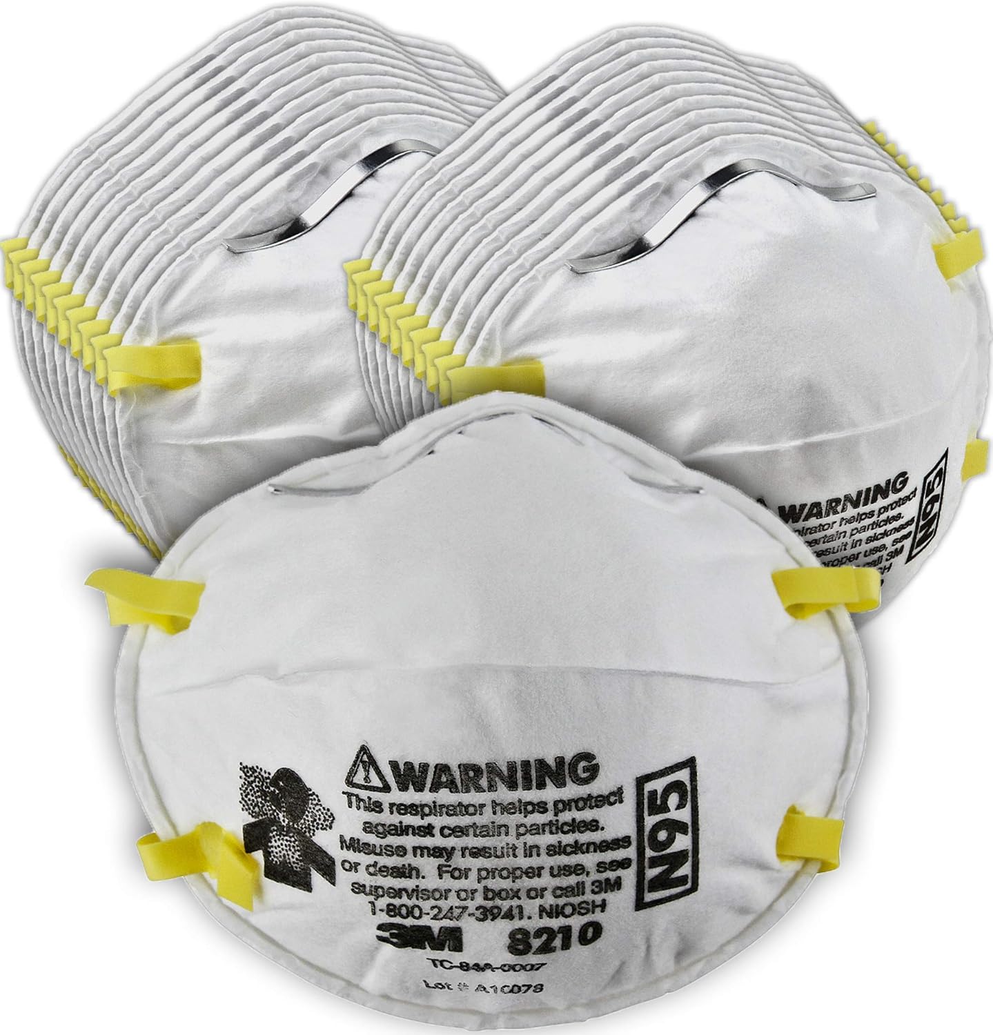 3M Particulate Respirator, NIOSH APPROVED, N95, Disposable, Two Strap Cup Style Design, Lightweight with Cushioning Nose Foam