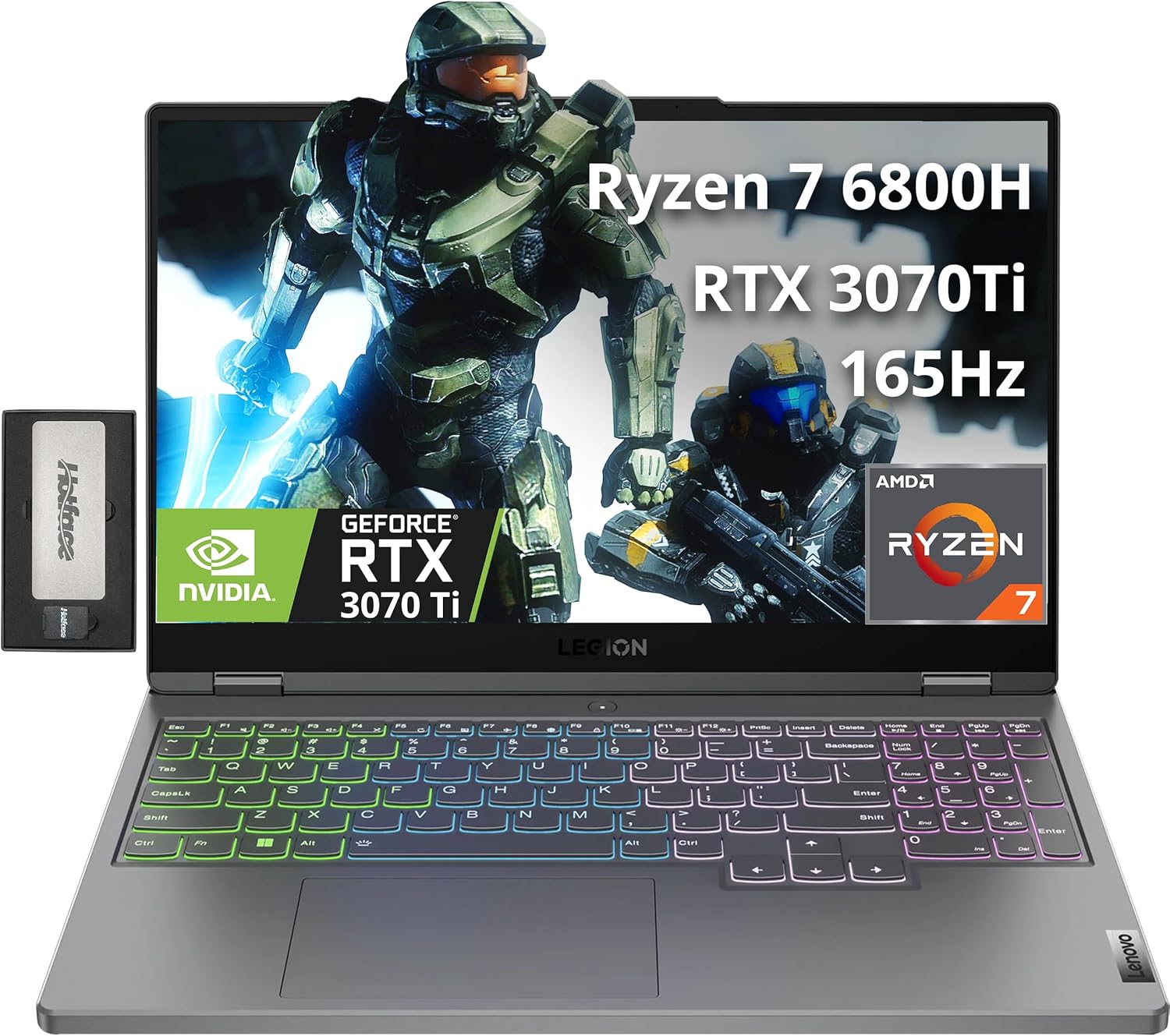 Lenovo Legion 5 Gen 7 15.6″ FHD 165Hz Gaming Laptop, AMD Ryzen 7 6800H, 16GB DDR5, 1TB SSD, GeForce RTX 3070 Ti, RGB Backlit, Nahimic Audio, Wi-Fi 6E, Win 11 Home, Gray, 256GB Docking Station Set