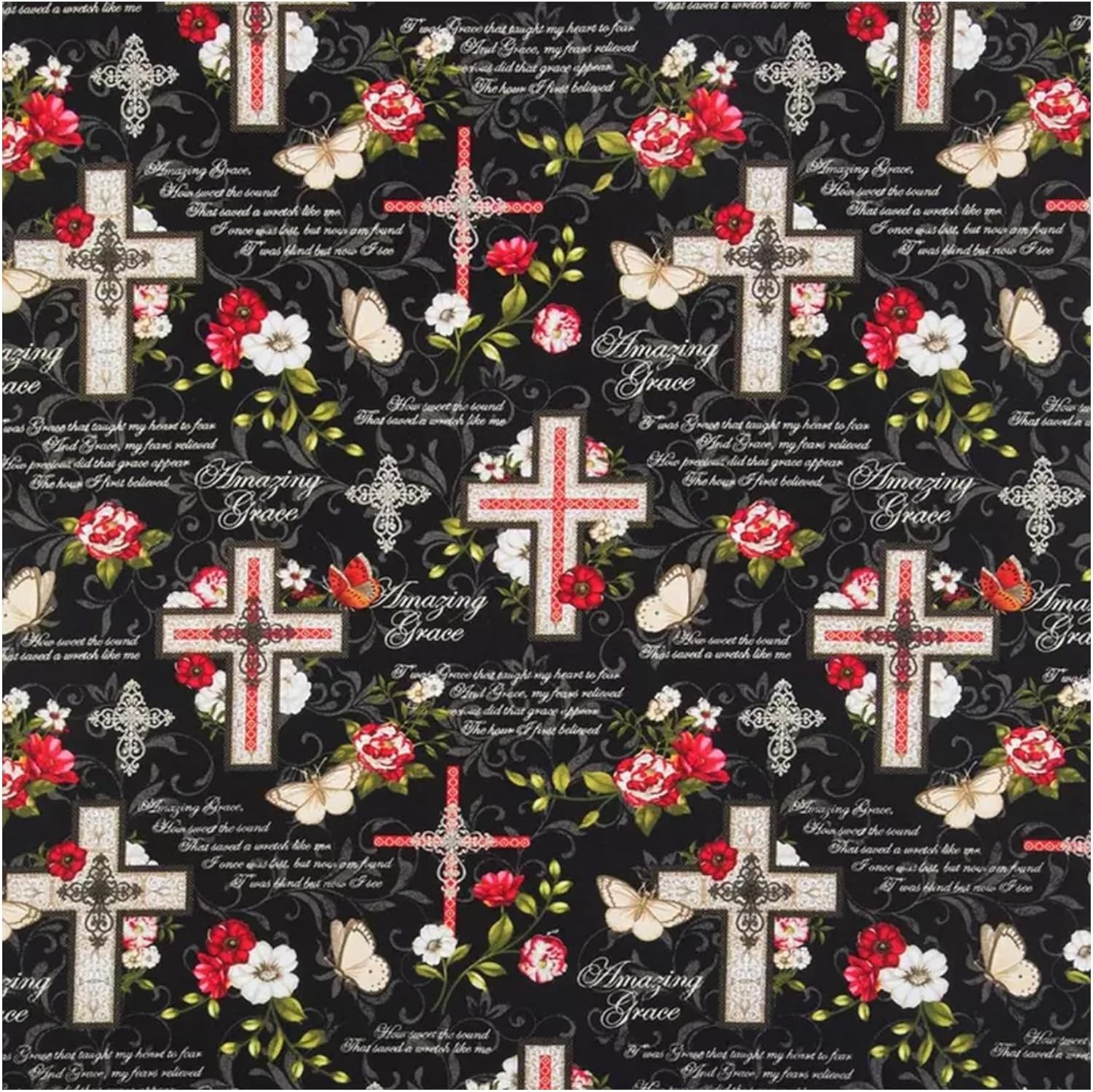 Amazing Grace Cotton Calico Fabric (1 Yard) – Printed Sewing Fabric by The Yard – Lightweight Precut Fabric for Sewing Clothes, Homeware, & Other Accessories – DIY Craft Fabric