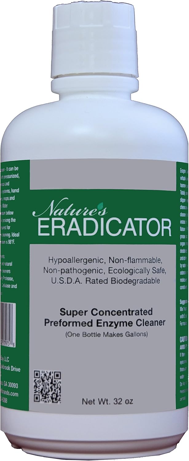 Nature’s ERADICATOR Multi-Purpose Enzyme Cleaner, odor free, green safe natural cleaning solution for home and industry, Concentrated 32 oz