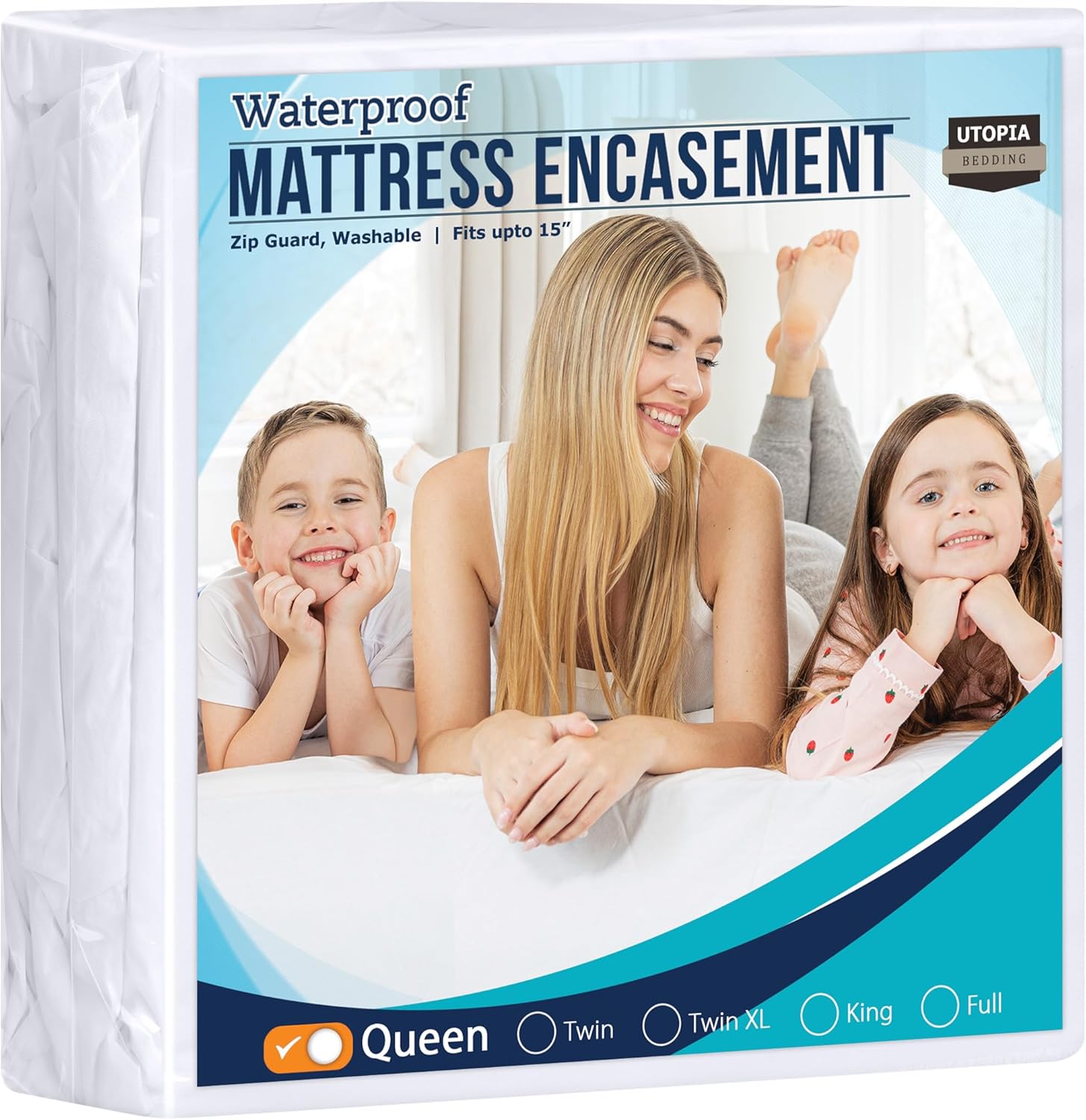 Utopia Bedding Zippered Mattress Encasement Queen, 100% Waterproof Bed Bug and Dust Mite Proof Mattress Protector, Absorbent Six-Sided Mattress Cover