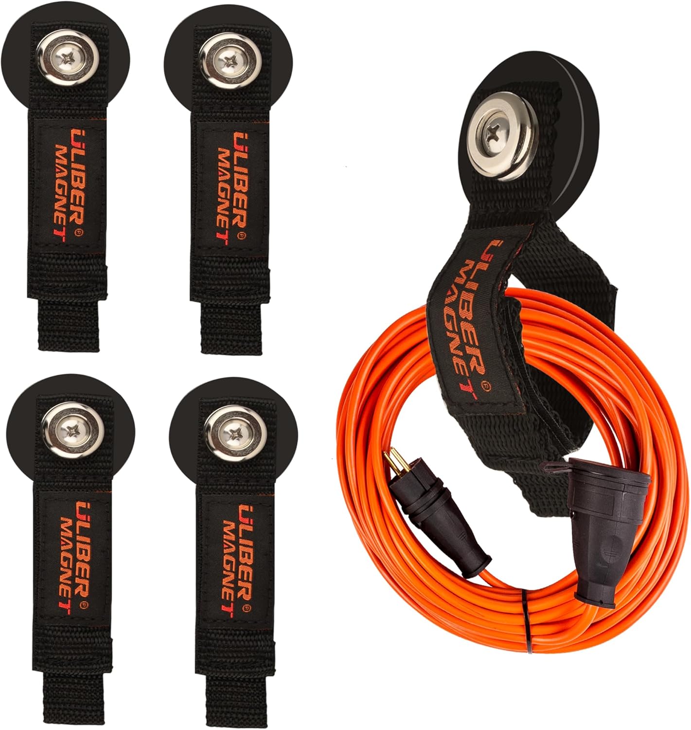 ULIBERMAGNET Strong Magnetic Storage Hooks,Heavy Duty Magnetic Garage Storage Tool Organizer,Extension Cord,Hose, Cable, Rope,Tools for Garage,Pick-up,RV and Workshop(4 Pack/1.69INCH)