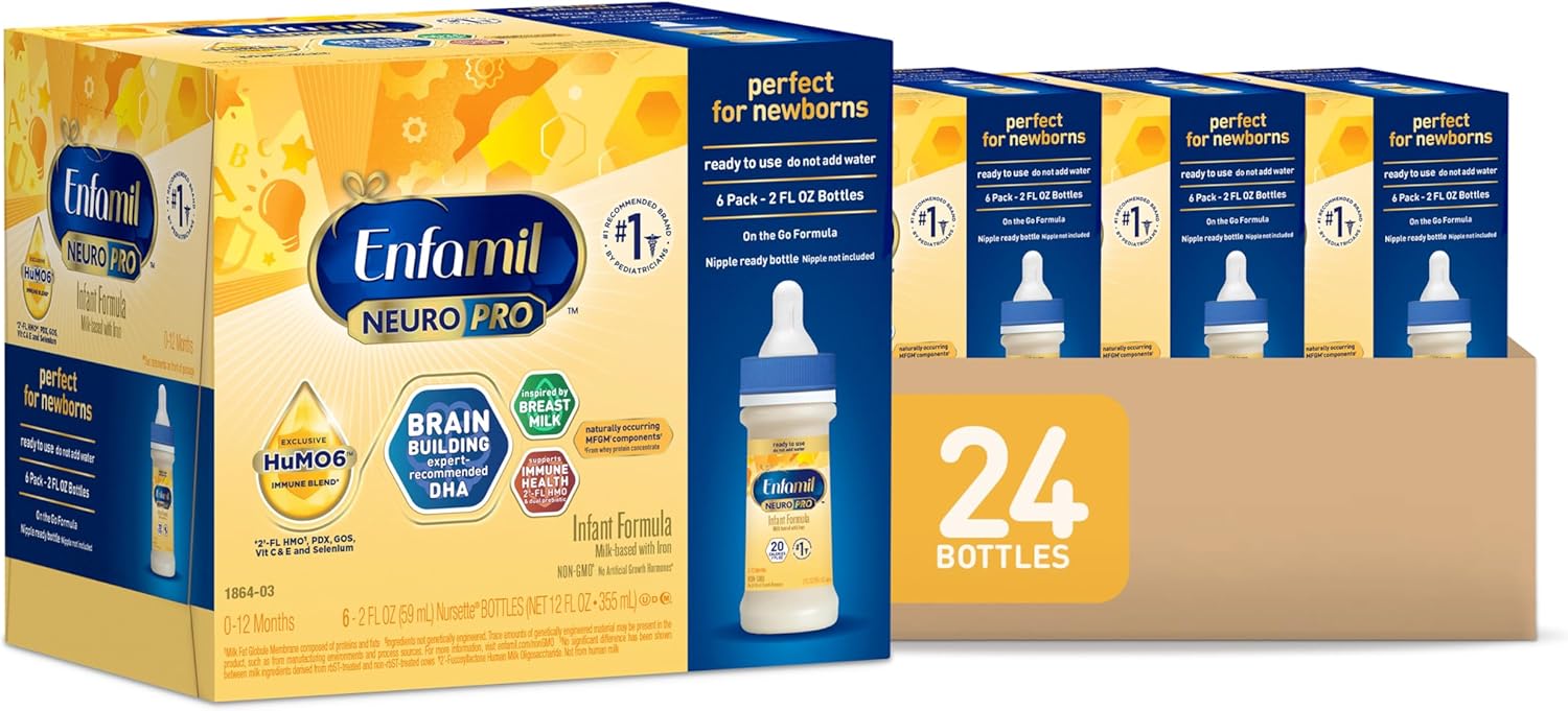 Enfamil NeuroPro Baby Formula, MFGM* 5-Year Benefit, Expert-Recommended Brain-Building Omega-3 DHA, Exclusive Immune Supporting HuMO6 Blend, Ready-to-Feed Infant Formula, Liquid, 2 Fl Oz, 6 Count (Pack of 4)