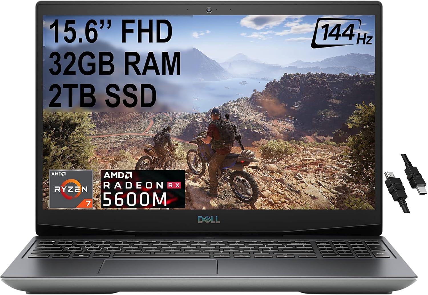 2020 Flagship Dell G5 15 VR Ready Gaming Laptop 15.6″ FHD 144Hz AMD Octa-Core Ryzen 7 4800H (Beats I7-9750H) 32GB DDR4 2TB PCIe SSD 6GB AMD RX 5600M RGB Backlit USB-C Win 10 (Renewed)