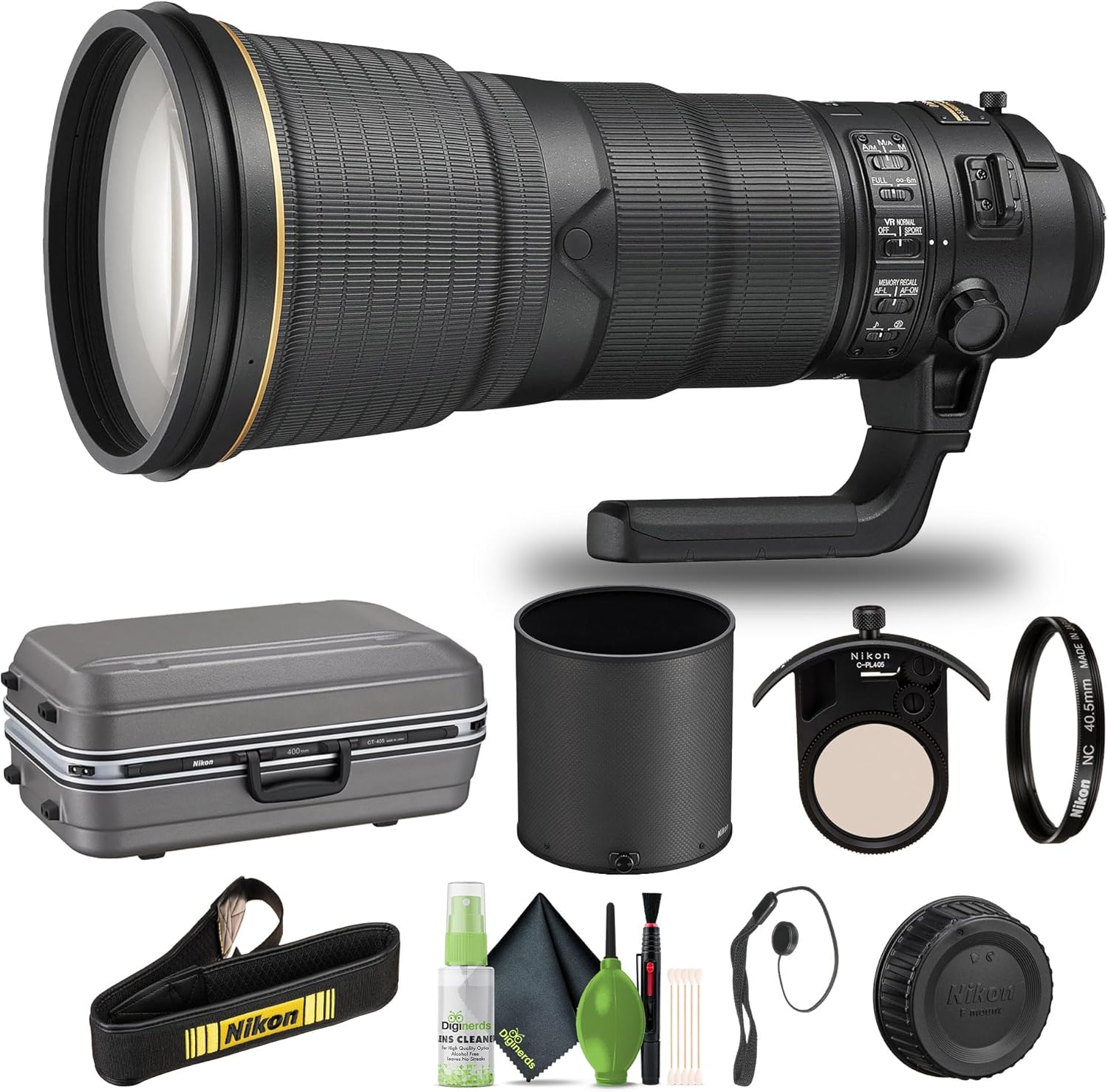 Nikon – AF-S NIKKOR 400mm f/2.8E FL ED VR Lens for DSLR Cameras (2217) + Cap Keeper + Cleaning Kit