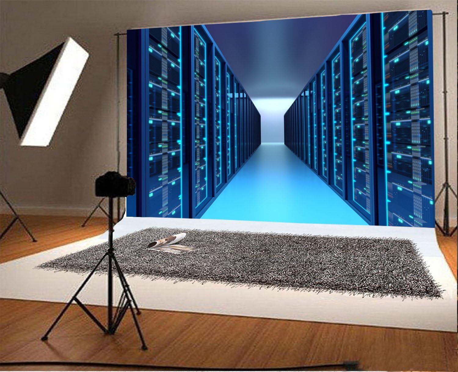 Baocicco 7X5ft Cotton Polyester Server Machine Room Corridor Data Center Backdrop Modern Urban Network Information System Infrastructure Background Advanced Technology Photo Portraits Backdrop