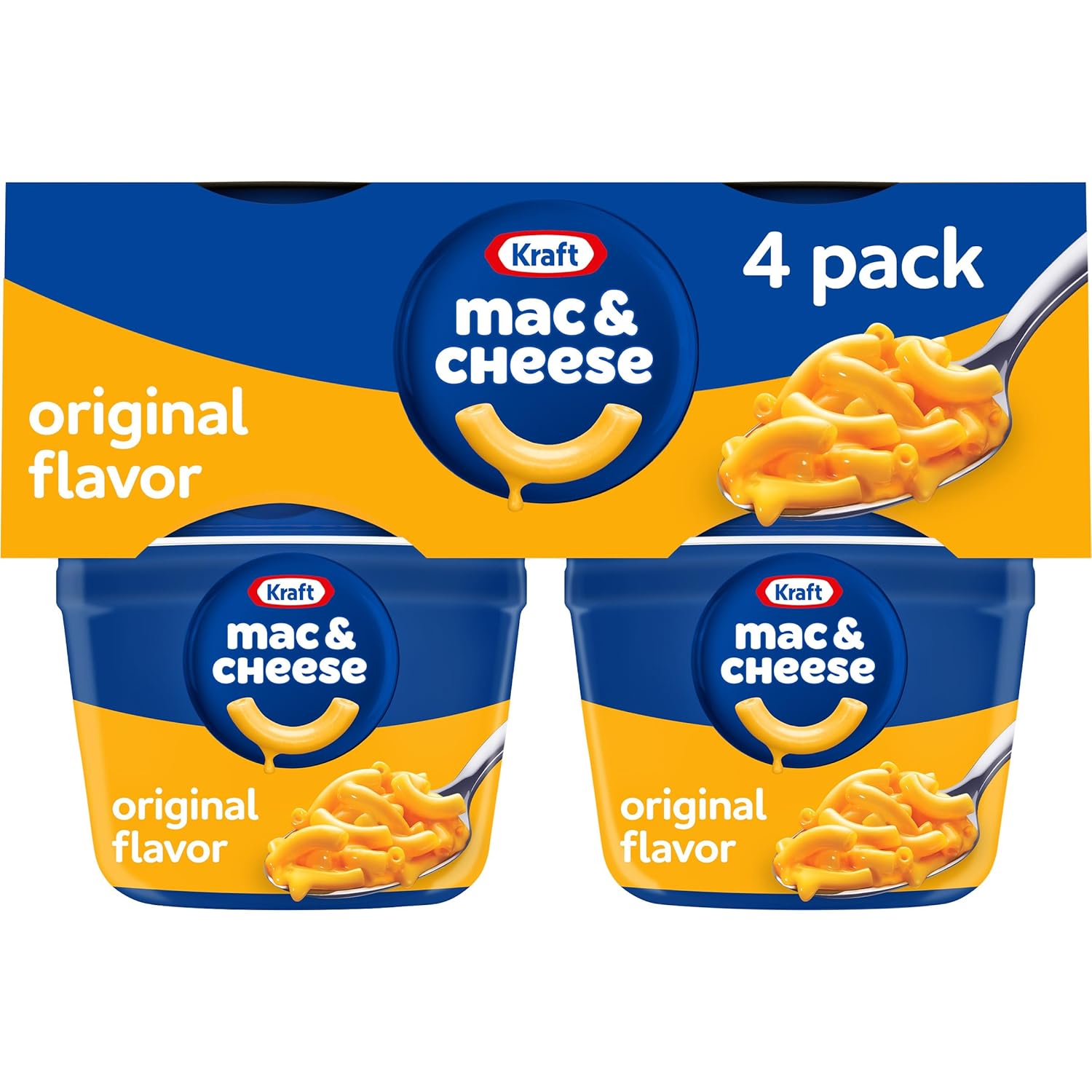 Kraft Original Mac & Cheese Macaroni and Cheese Dinner, 4 ct Pack, 2.05 oz Cups