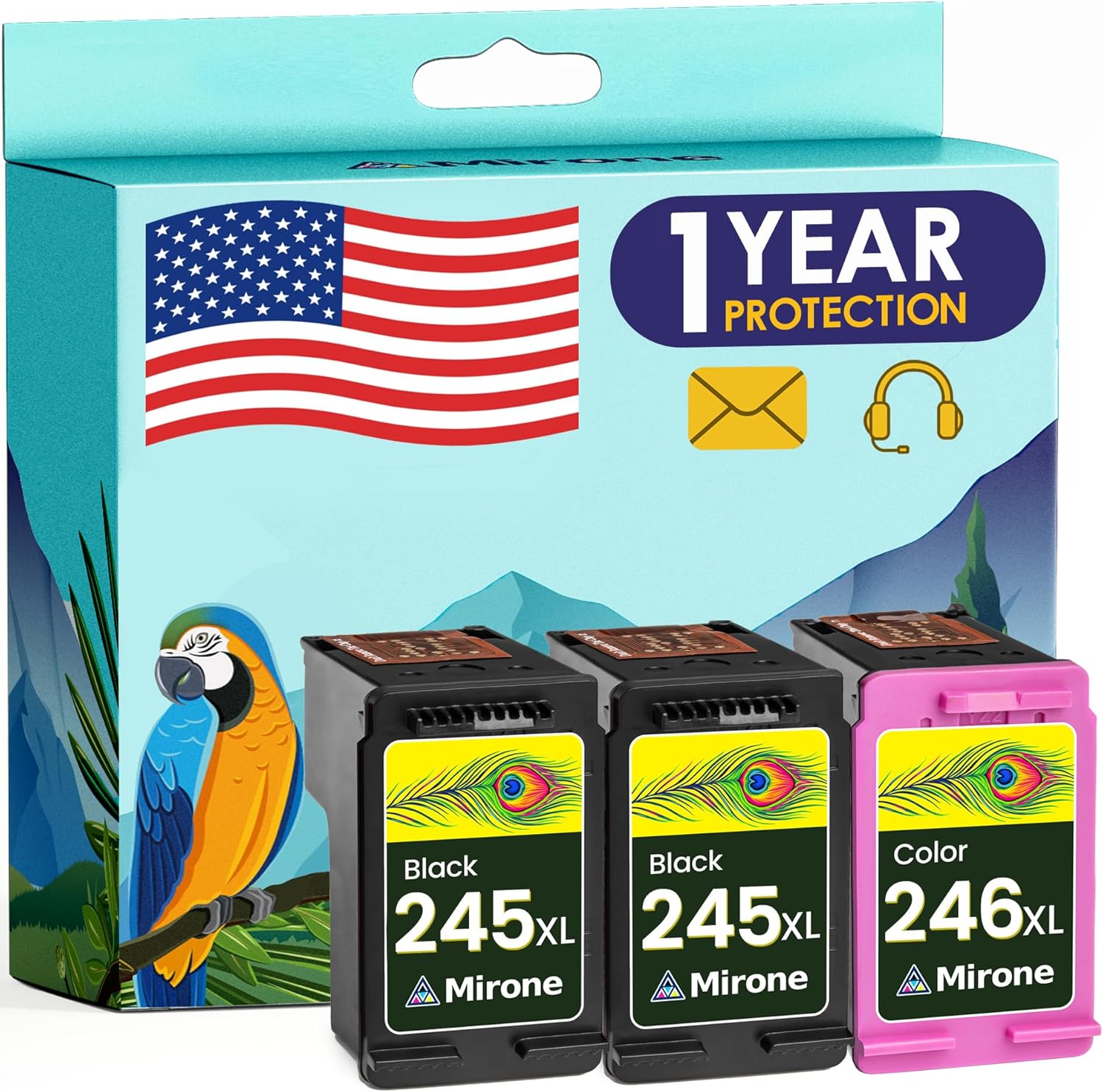 Mirone Compatible Ink Cartridges Replacement for Canon Ink Cartridges 245 and 246 245xl 246xl for Canon Pixma MG2522 Ink mx490 Printer Ink for Canon 245 246 XL 243 and PG 245 244 Ink ts3322 (3pk)