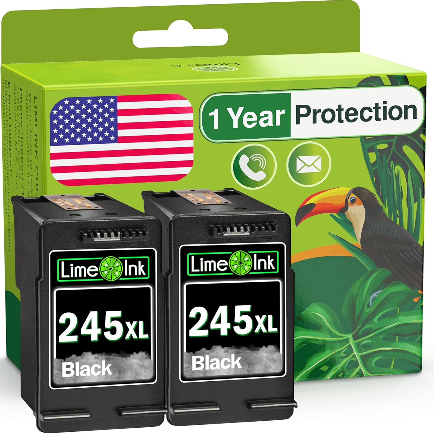 Limeink 2 Remanufactured Ink Cartridges Replacement for Canon 245 xl Black Ink Cartridge for Canon 245xl Black Ink for Canon Printer Ink 245xl Ink Cartridge for Canon PG-245xl Black Ink Cartridge 2 BK