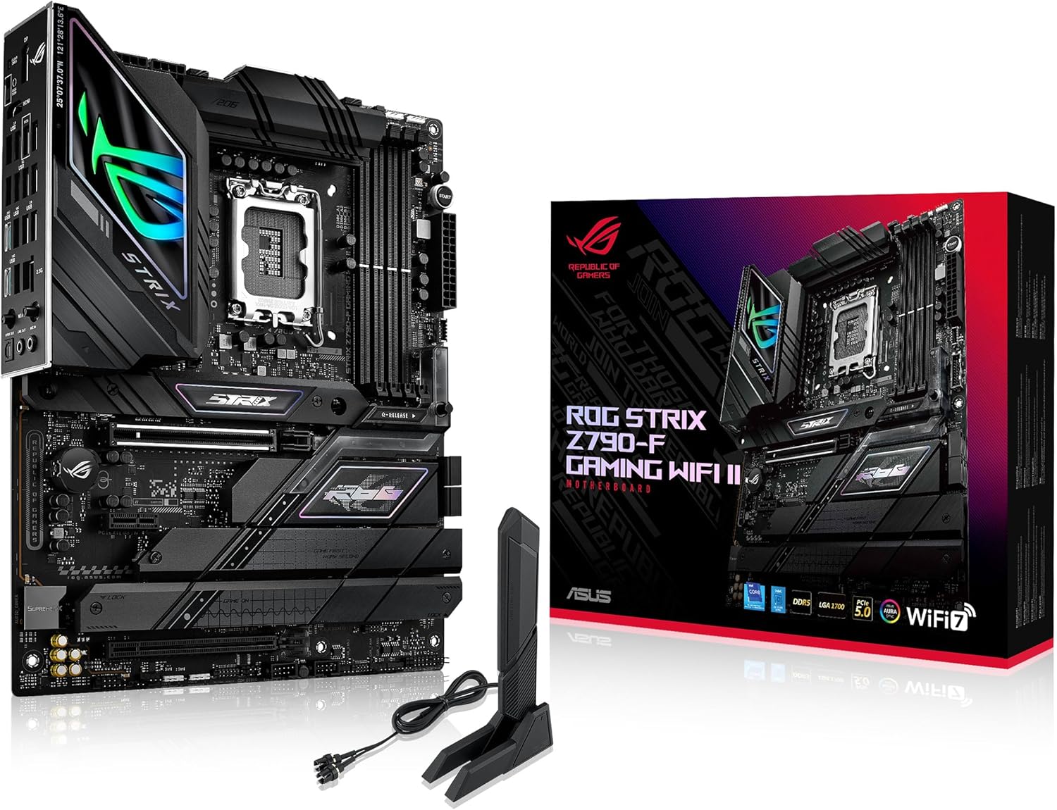 ASUS ROG Strix Z790-F Gaming WiFi II LGA 1700(Intel 14th &13th & 12th Gen) ATX Gaming Motherboard(DDR5,2.5 Gb LAN,5XM.2 Slots,PCIe 5.0 x16,WiFi 7,Front-Panel Connector with PD 3.0 up to 30W)