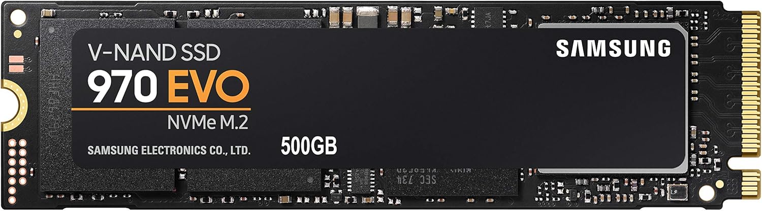 SAMSUNG (MZ-V7E500BW) 970 EVO SSD 500GB – M.2 NVMe Interface Internal Solid State Drive with V-NAND Technology, Black/Red