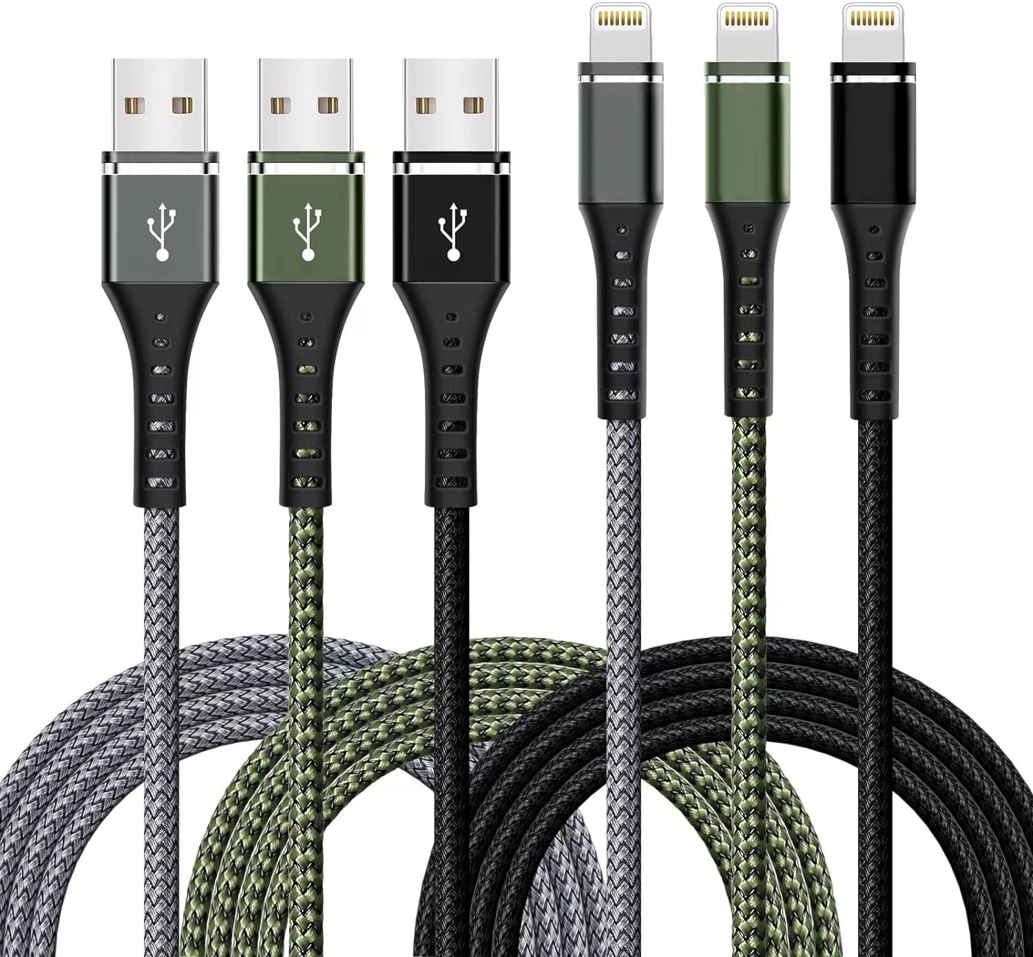 [Apple MFi Certified] iPhone Charger Fast Charging 3-Pack 3FT Lightning Cable Nylon Braided iPhone Charger Cord Compatible with iPhone 14 13 12 11 Pro Max XR XS X 8 7 6 Plus SE iPad and More 3FT