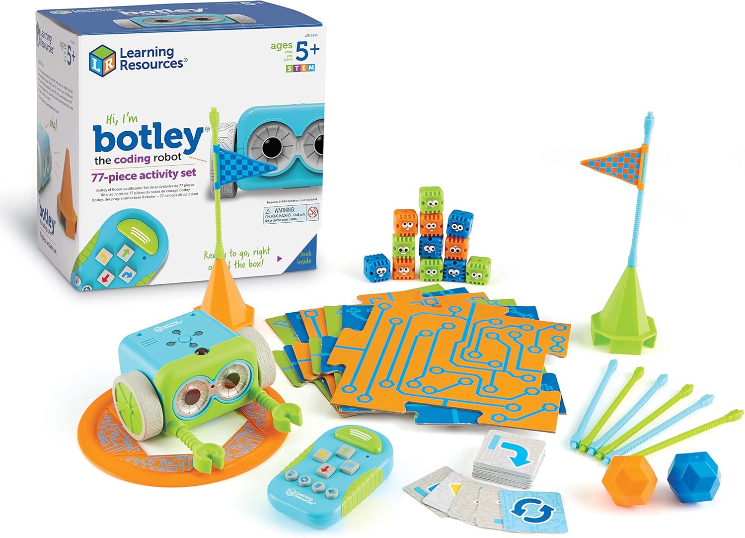 Learning Resources Botley The Coding Robot Activity Set – 77 Pieces, Ages 5+, Screen-Free Coding Robots for Kids, STEM Toys for Kids, Programming for Kids