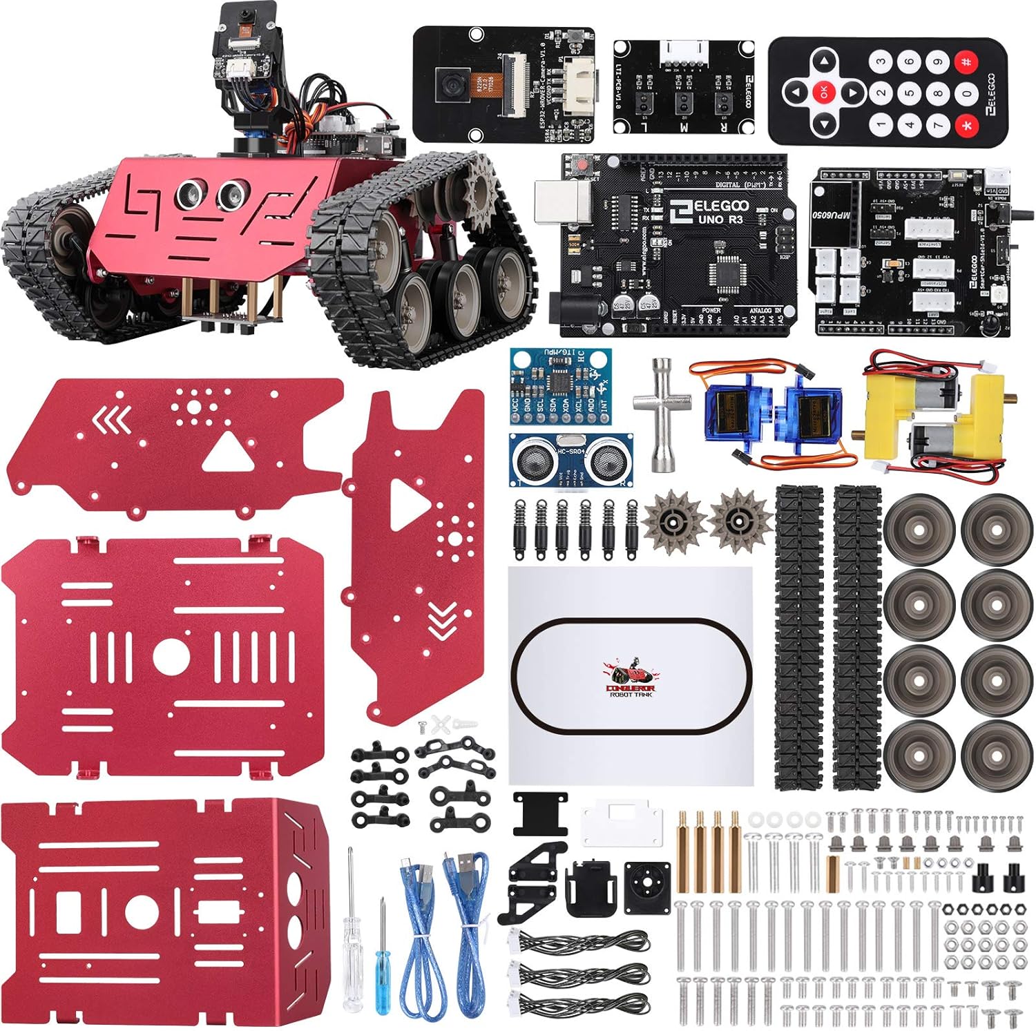 ELEGOO Conqueror Robot Tank Kit with UNO R3 for Arduino Robotics for Kids Ages 8-12 12-16 STEM Science Kits Coding Robots Toys for 8+ Year Old Boys Girls Teens Circuits Engineering Building Project