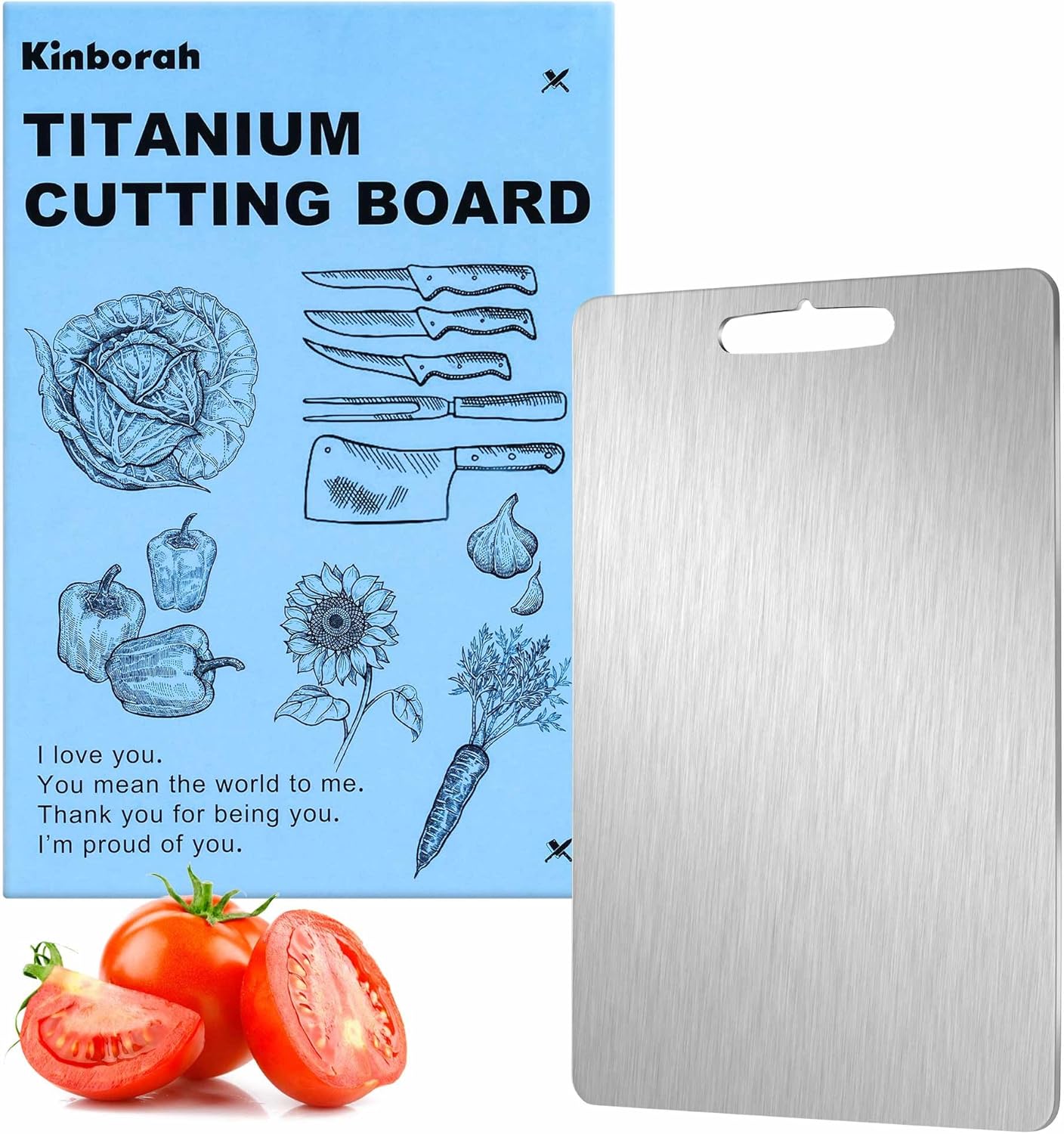 100% Pure Titanium Cutting Board – Cutting Boards for Kitchen, Dishwasher Safe Double-Sided Titanium Board for Home Kitchen Outdoor Camping Christmas Holiday Gifts for Women Wife (13.5 x 9)