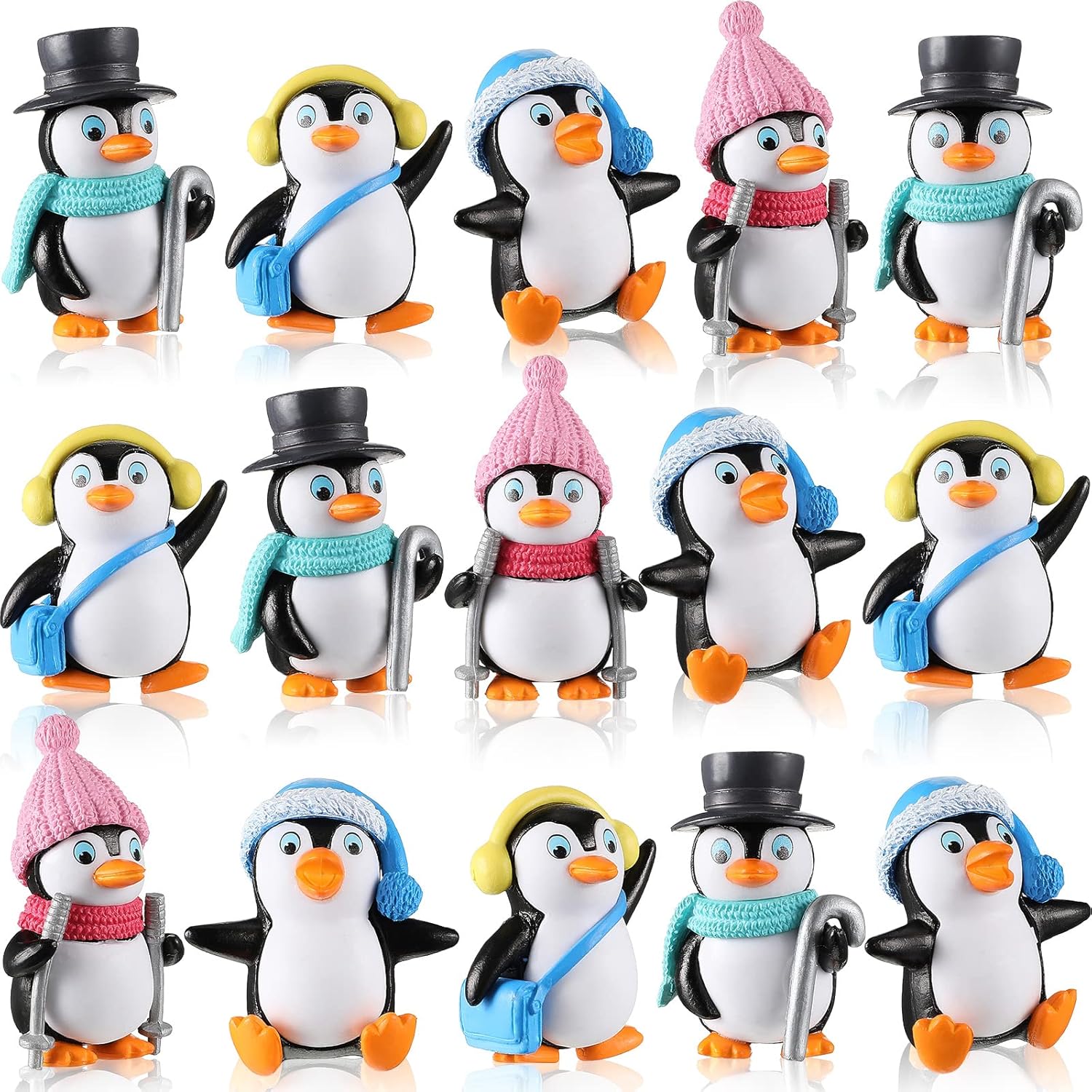 Cute Penguin Characters Toys Penguin Figures Collection Playset Mini Cartoon Penguin Cake Topper Winter Penguin Figurines Cake Decoration for Boy Girl Gift Birthday Landscape Party Supplies(12 Pieces)