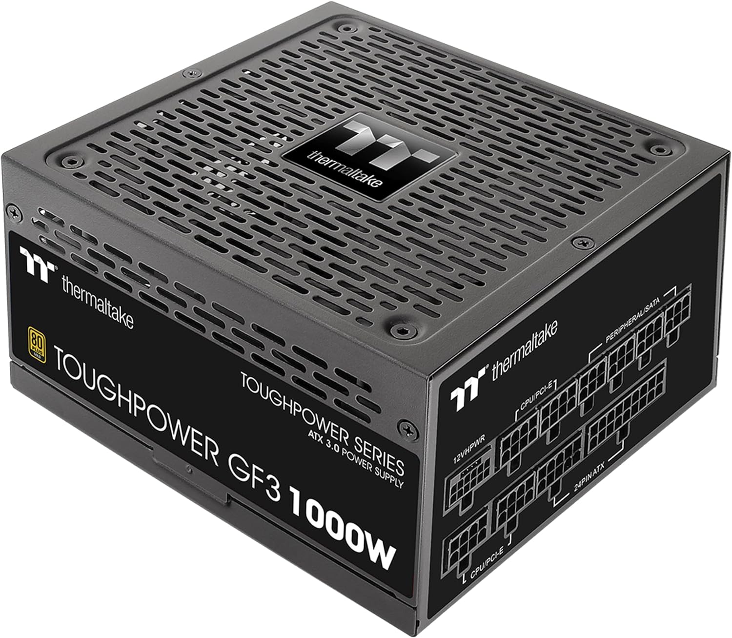 Thermaltake Toughpower GF3 1000W, True 600W 12VHPWR Connectors on PSU & NVIDIA RTX 40 series, ATX 3.0/PCI-E 5.0 Ready, 80+ Gold, SLI/Crossfire Ready Power Supply, PS-TPD-1000FNFAGU-4, 10 Year Warranty