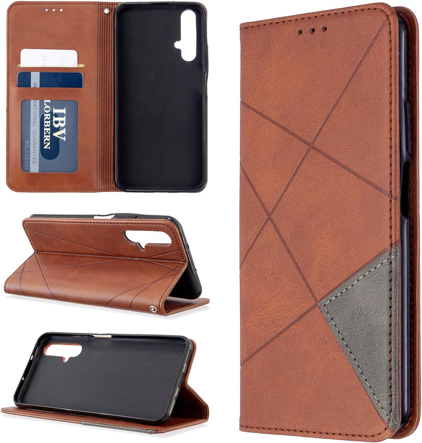 Case for Huawei Honor 20 Case Cover,Case for Huawei Nova 5T YAL-L61A YAL-L61D YAL-L71A / Honor 20 YAL-AL00 YAL-TL00 YAL-L21 / Honor 20S YAL-AL50 YAL-TL50 Case Flip Pu Leather Cover Brown