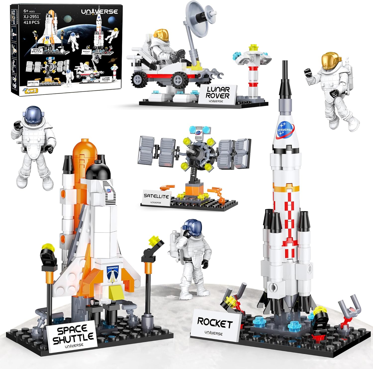 Space Exploration Shuttle Toy Building Set for 6, 7, 8, 9, 10+ Year Old Boys Kids, STME Project Rocket Spaceship Toys Kit with 4 Astronauts, Ideal Birthday for Boys Girls (415PCS)