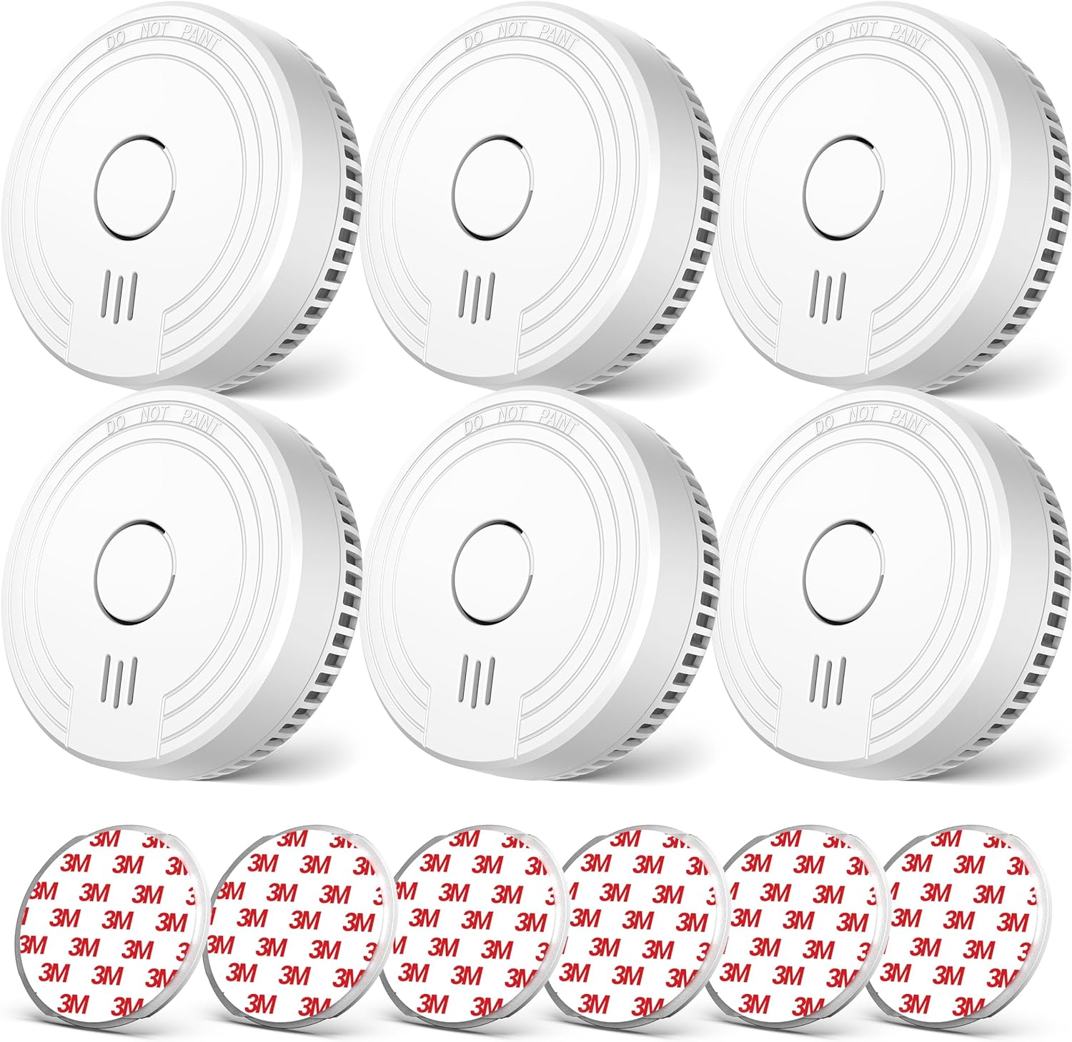 Ecoey Smoke Alarm Fire Detector, Battery Included Photoelectric Smoke Detector with Test Button and Low Battery Signal, Small Fire Alarm for Home, Bedroom FJ136GB, 6 Packs