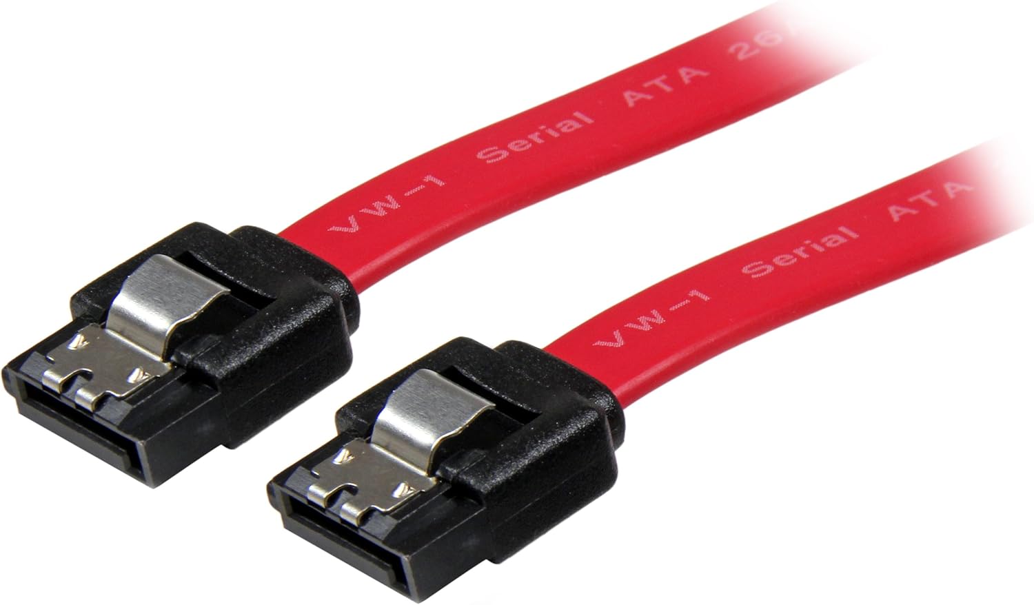 StarTech.com 18in Latching SATA Cable – SATA Cable – Serial ATA 150/300/600 – SATA (R) to SATA (R) – 1.5 ft – latched – red – LSATA18