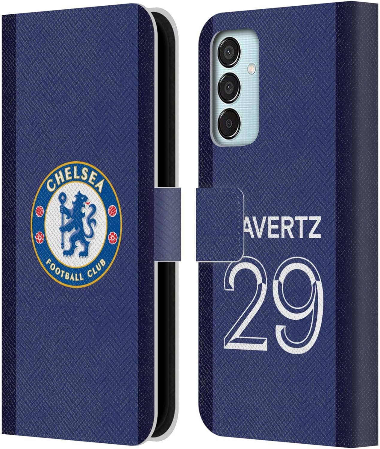 Head Case Designs Officially Licensed Chelsea Football Club Kai Havertz 2020/21 Players Home Kit Group 1 Leather Book Flip Case Cover Compatible with Samsung Galaxy M15/F15 5G