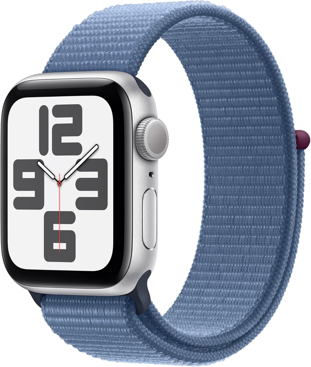 Apple Watch SE (2nd Gen) [GPS 40mm] Smartwatch with Silver Aluminum Case with Winter Blue Sport Loop. Fitness & Sleep Tracker, Crash Detection, Heart Rate Monitor, Carbon Neutral