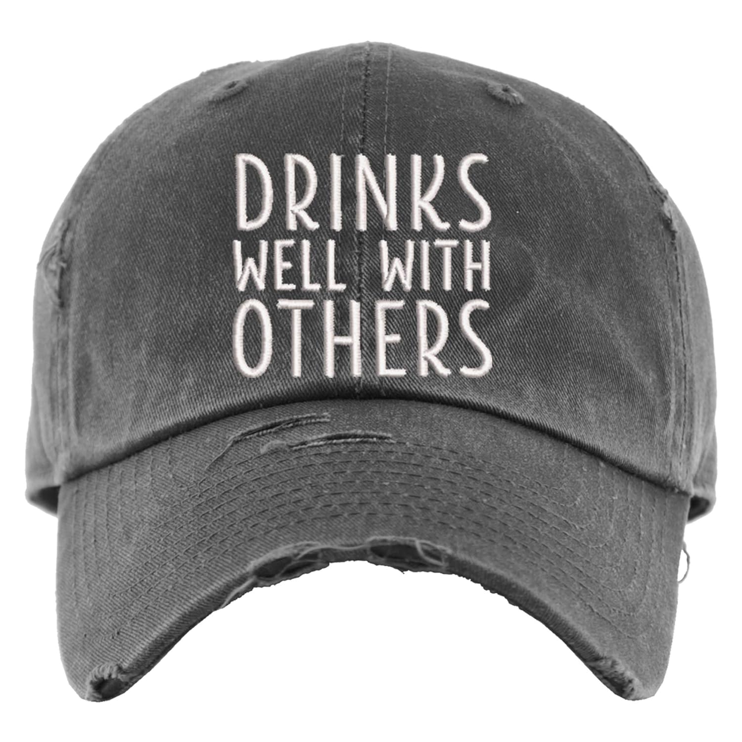 Drinks Well With Others Hat | Distressed Baseball Cap or Ponytail Hat | Funny Drinking Hat