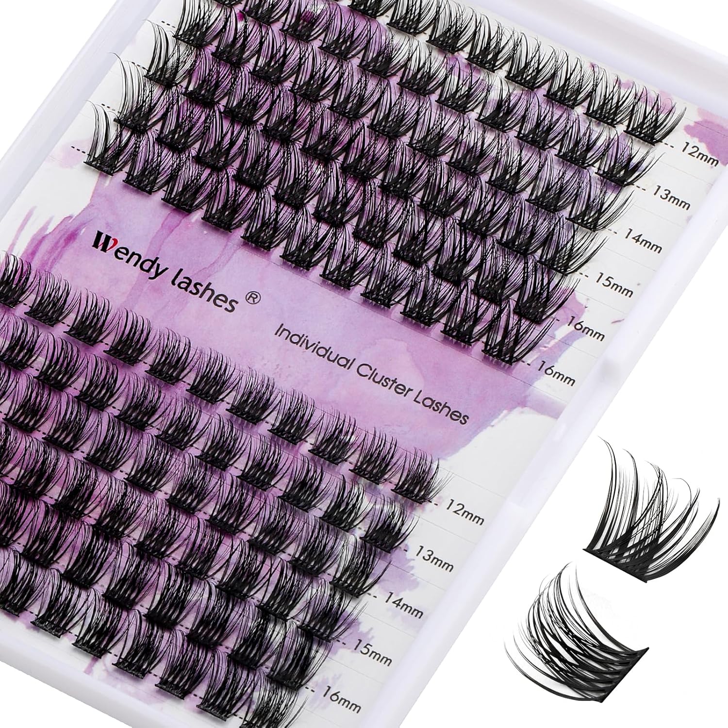 Lash Clusters Individual Lashes C/D Curl Cluster Lash Extensions Wide-stem Eyelashes Cluster 12-16mm Thin Band Cluster Lashes Soft and Wispy Clusters Eyelashes Extensions Comfortable Matte Black Lash Clusters (Cloud/Meadow-0.07D, 12-16mm Mixed)