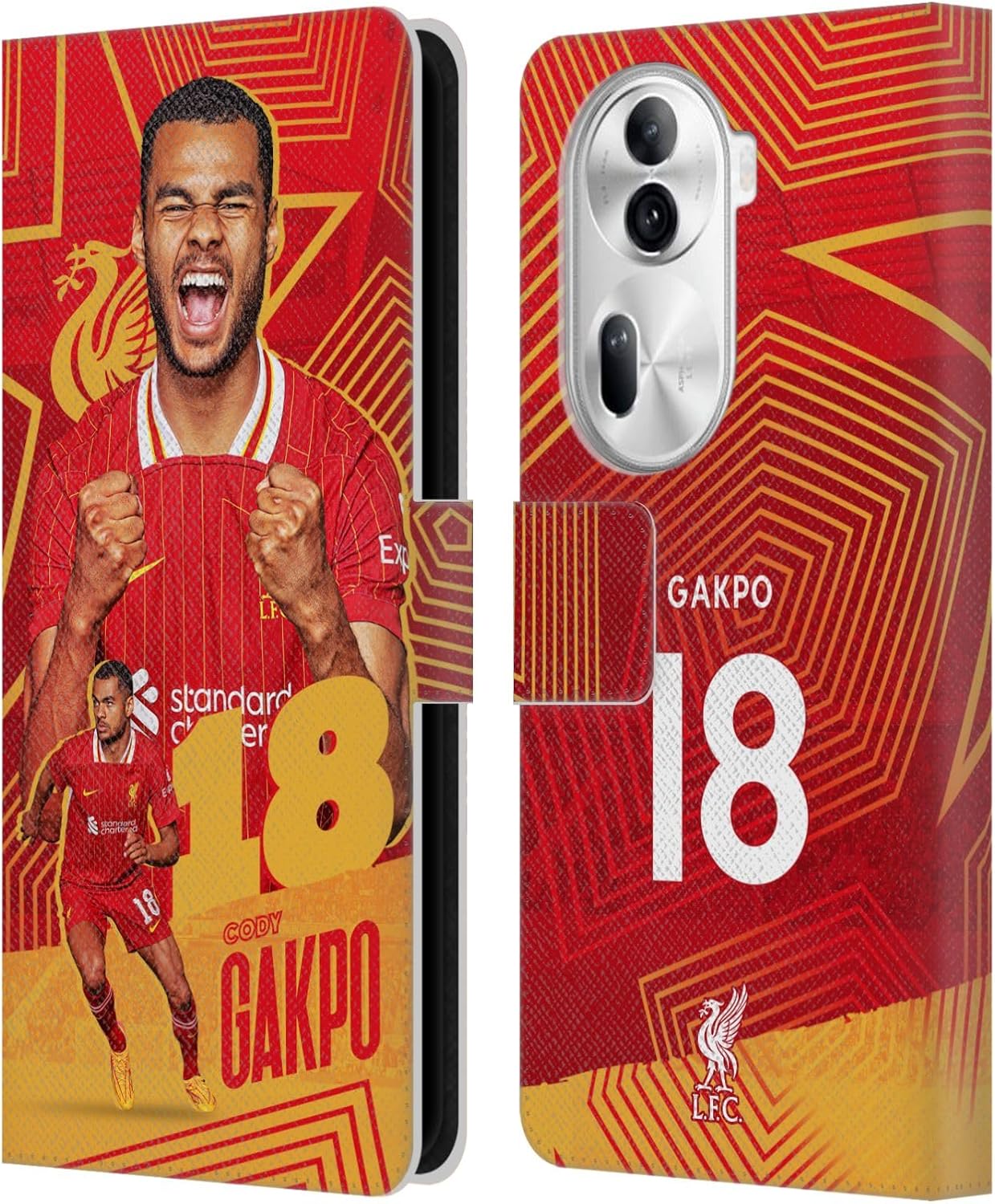 Head Case Designs Officially Licensed Liverpool Football Club Cody Gakpo 2024/25 First Team Leather Book Wallet Case Cover Compatible with Oppo Reno11