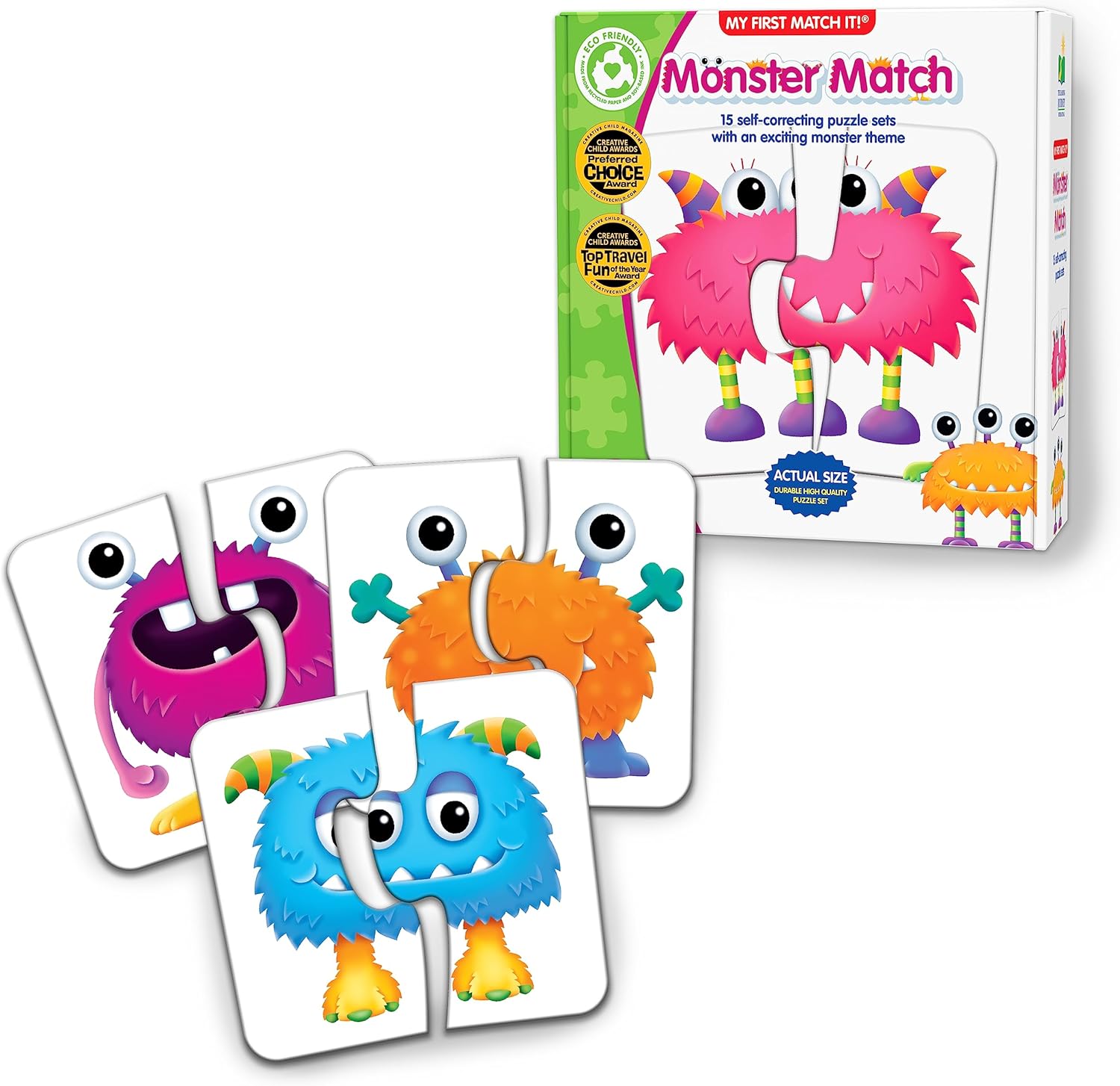 The Learning Journey: My First Match It – Monster Match – Puzzle Games for Toddlers – 15 Self-Correcting Matching Picture Game – Award Winning Toys